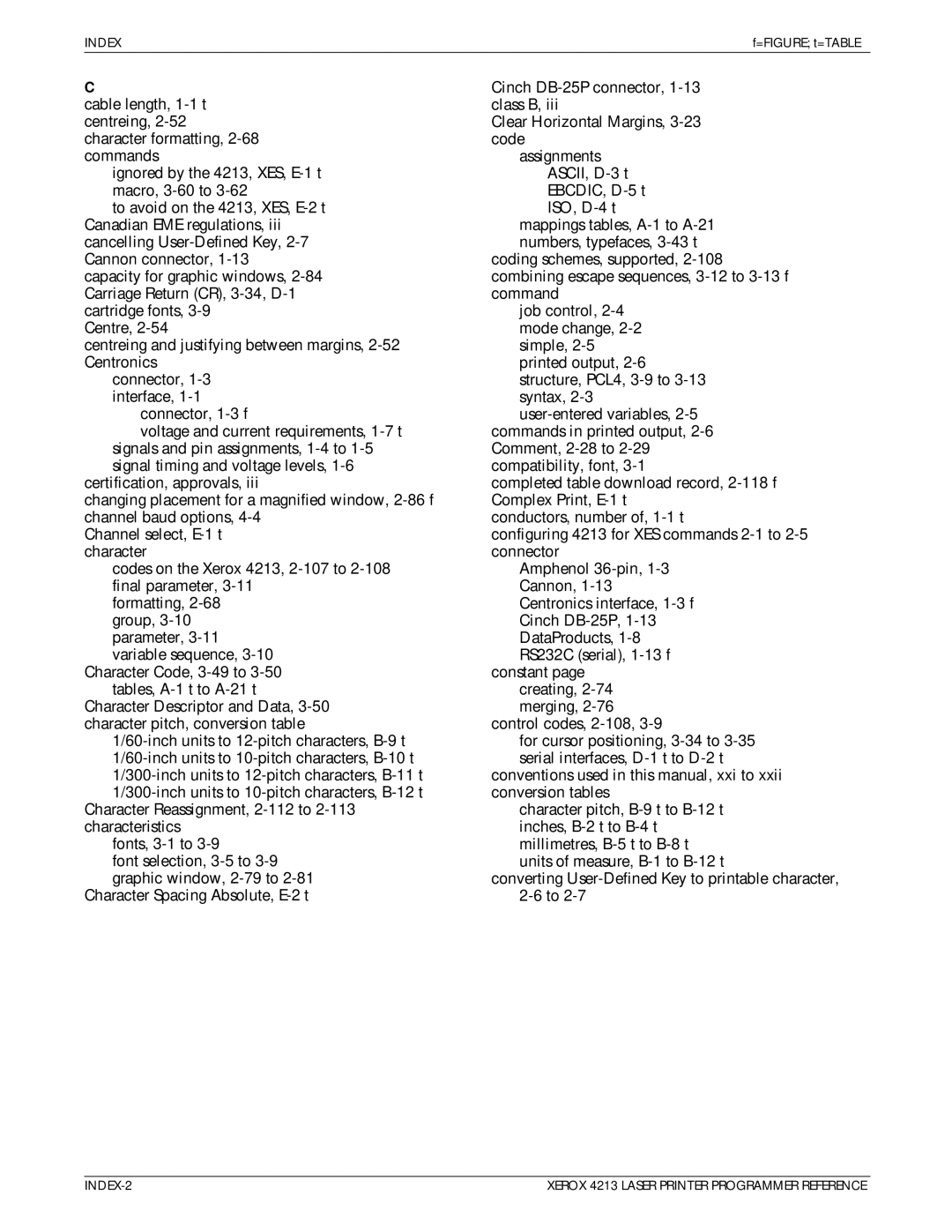 Xerox 4213 manual Index 