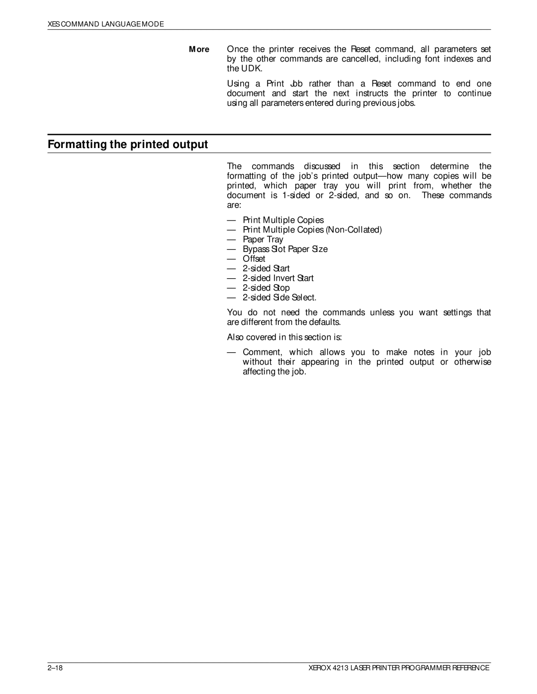 Xerox 4213 manual Formatting the printed output 