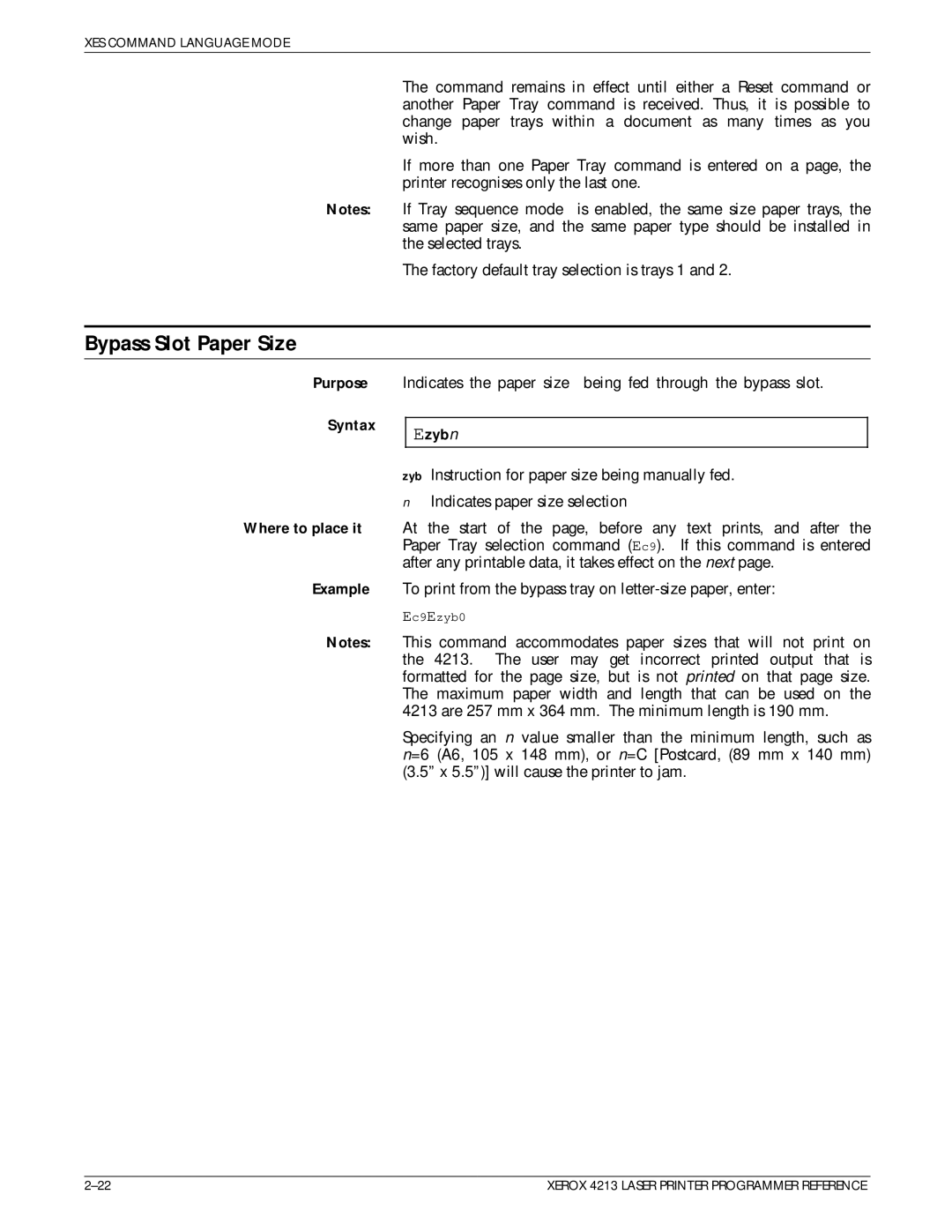 Xerox 4213 manual Bypass Slot Paper Size, Ezybn 