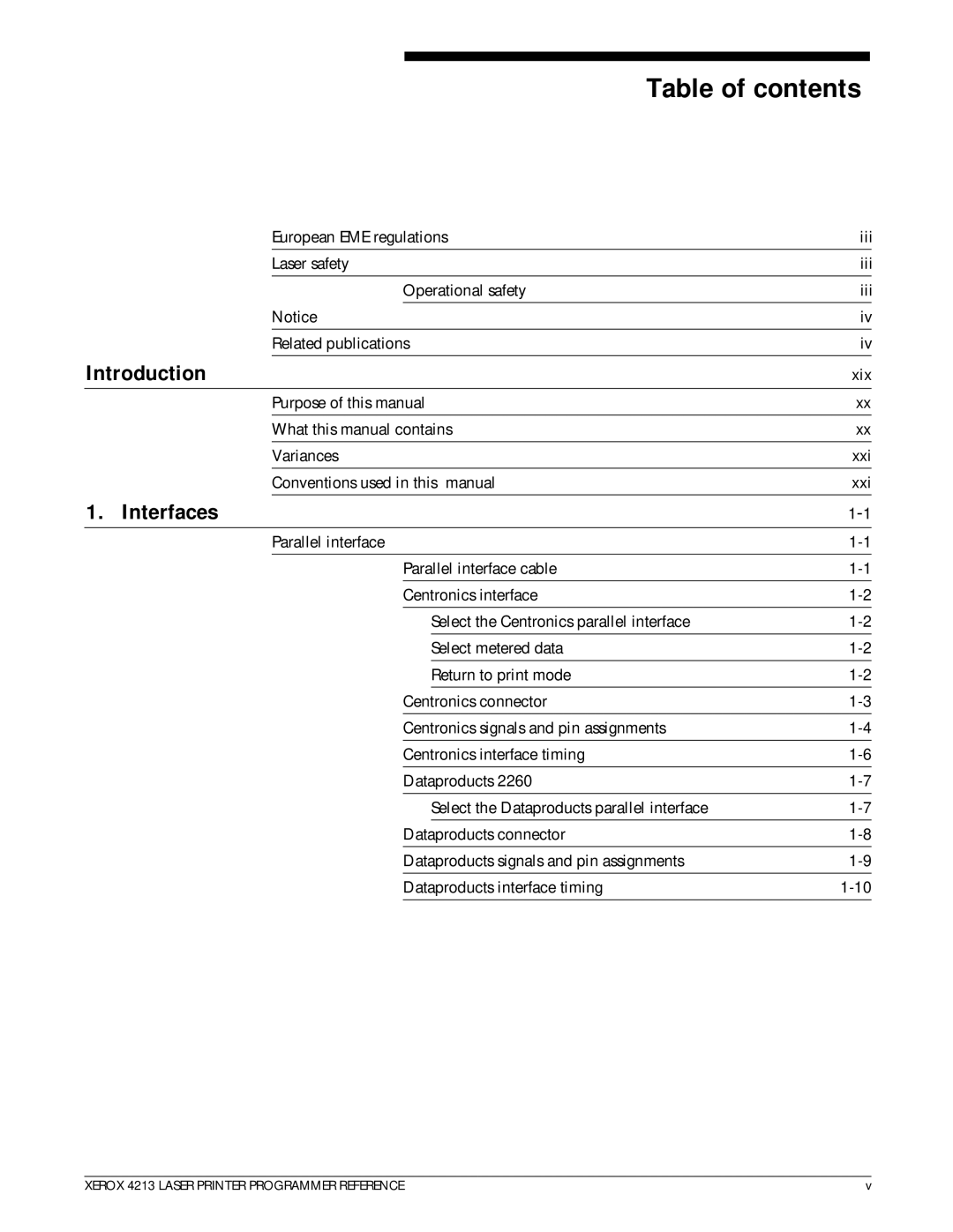 Xerox 4213 manual Table of contents 