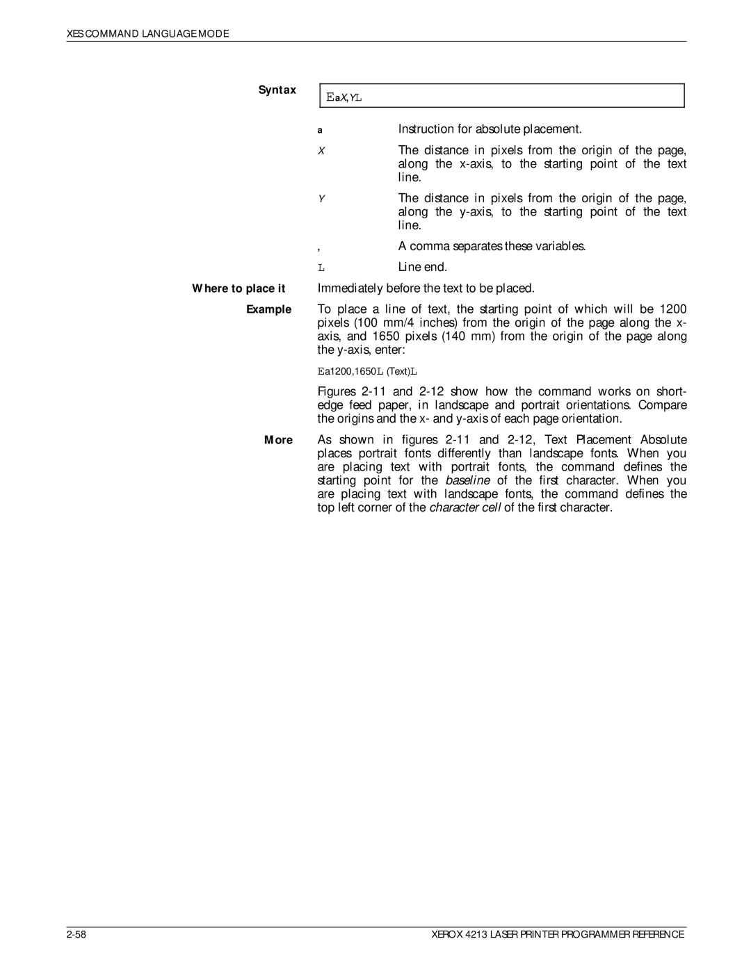 Xerox 4213 manual Ea X, Y L 