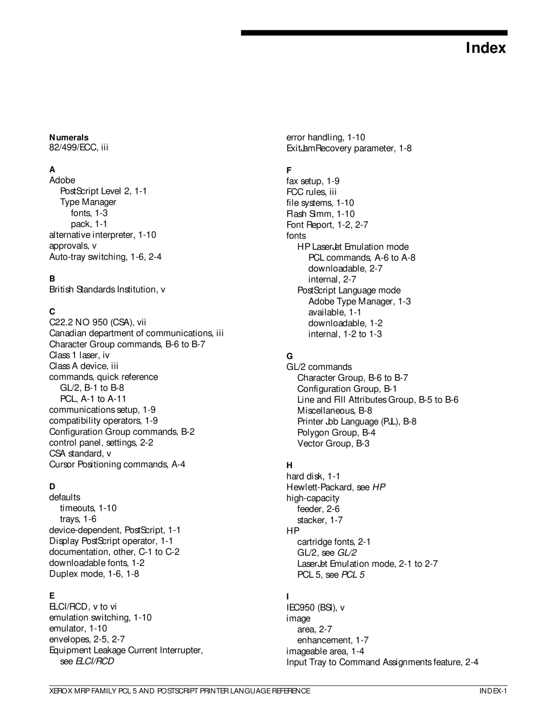 Xerox 4215/MRP manual Numerals 82/499/ECC Adobe, Defaults 