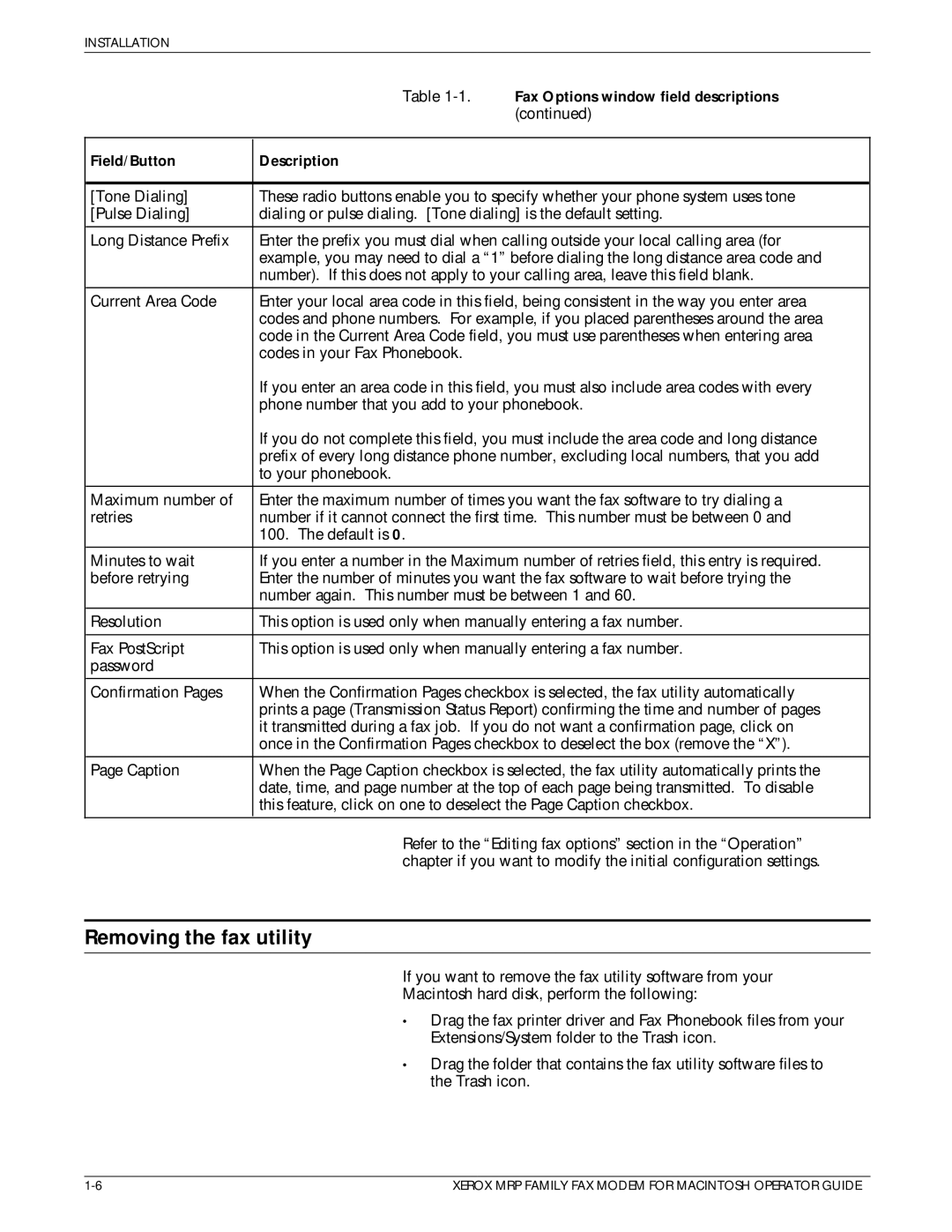 Xerox 4230/MRP, 4220/MRP, 4219/MRP, 4215/MRP manual Removing the fax utility 