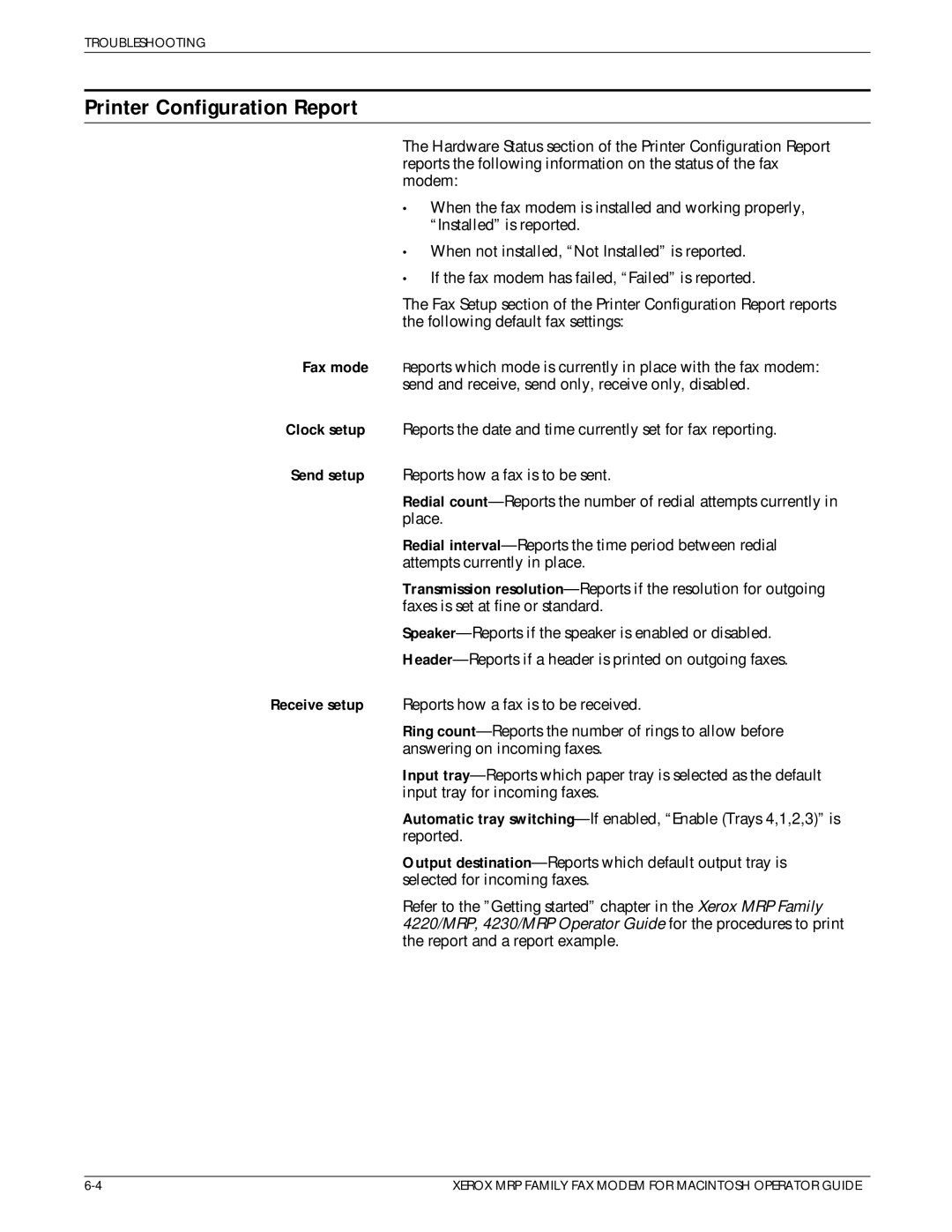 Xerox 4230/MRP, 4220/MRP, 4219/MRP, 4215/MRP manual Printer Configuration Report 