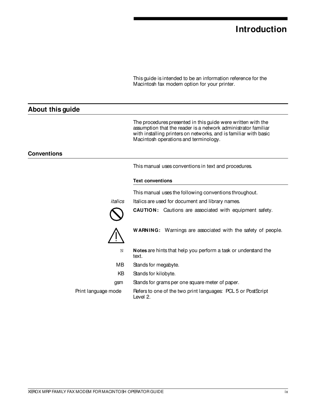 Xerox 4220/MRP, 4230/MRP, 4219/MRP, 4215/MRP manual Introduction, About this guide, Text conventions 