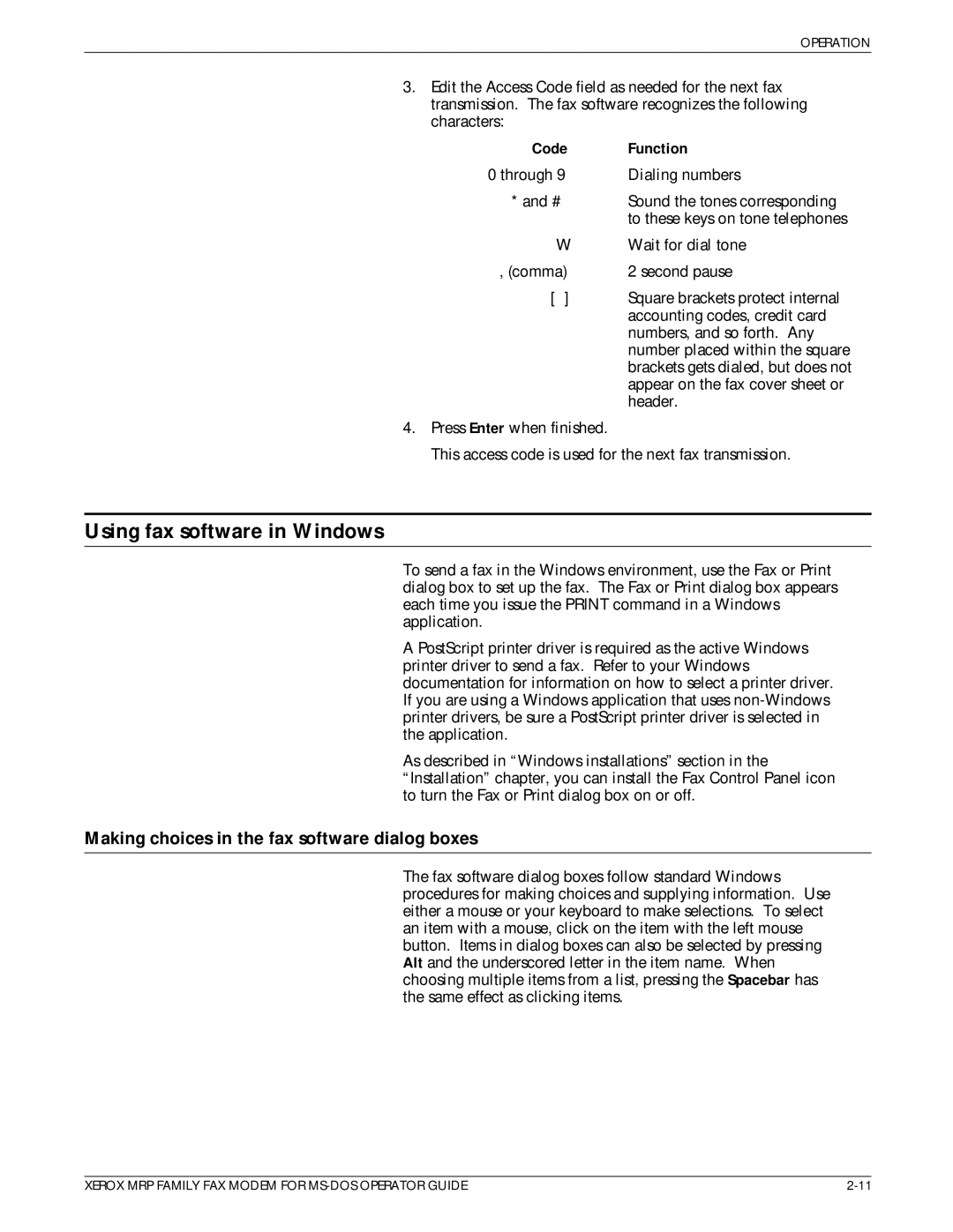 Xerox 4220/MRP, 4230/MRP, 4219/MRP manual Using fax software in Windows, Making choices in the fax software dialog boxes 