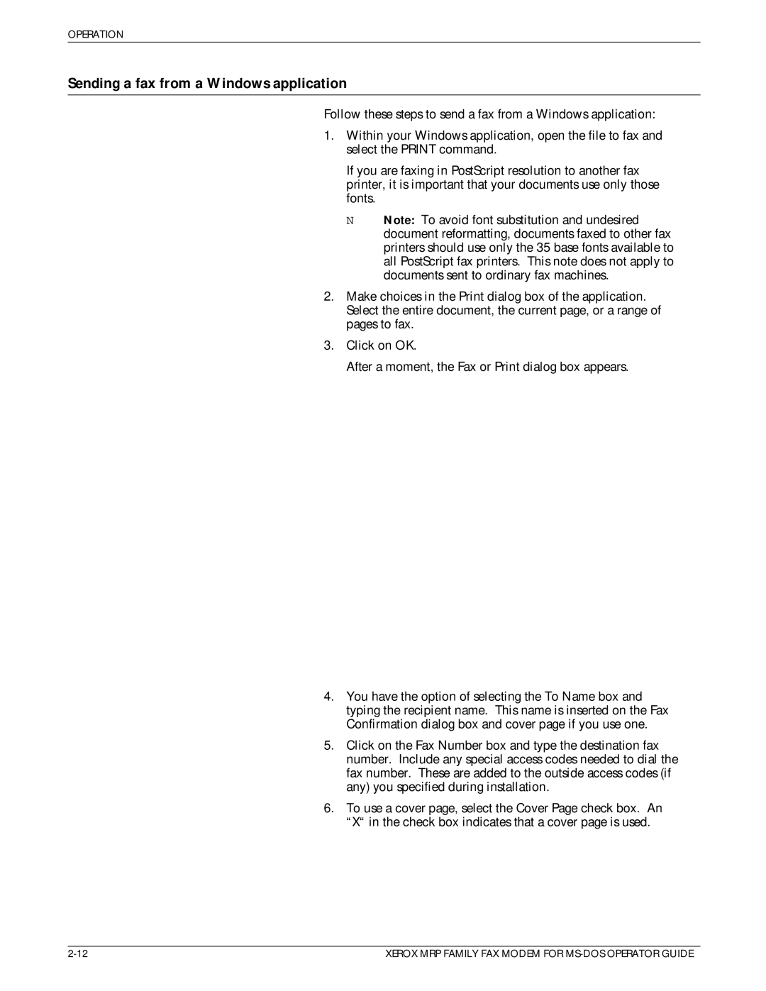 Xerox 4219/MRP, 4230/MRP, 4220/MRP manual Sending a fax from a Windows application 