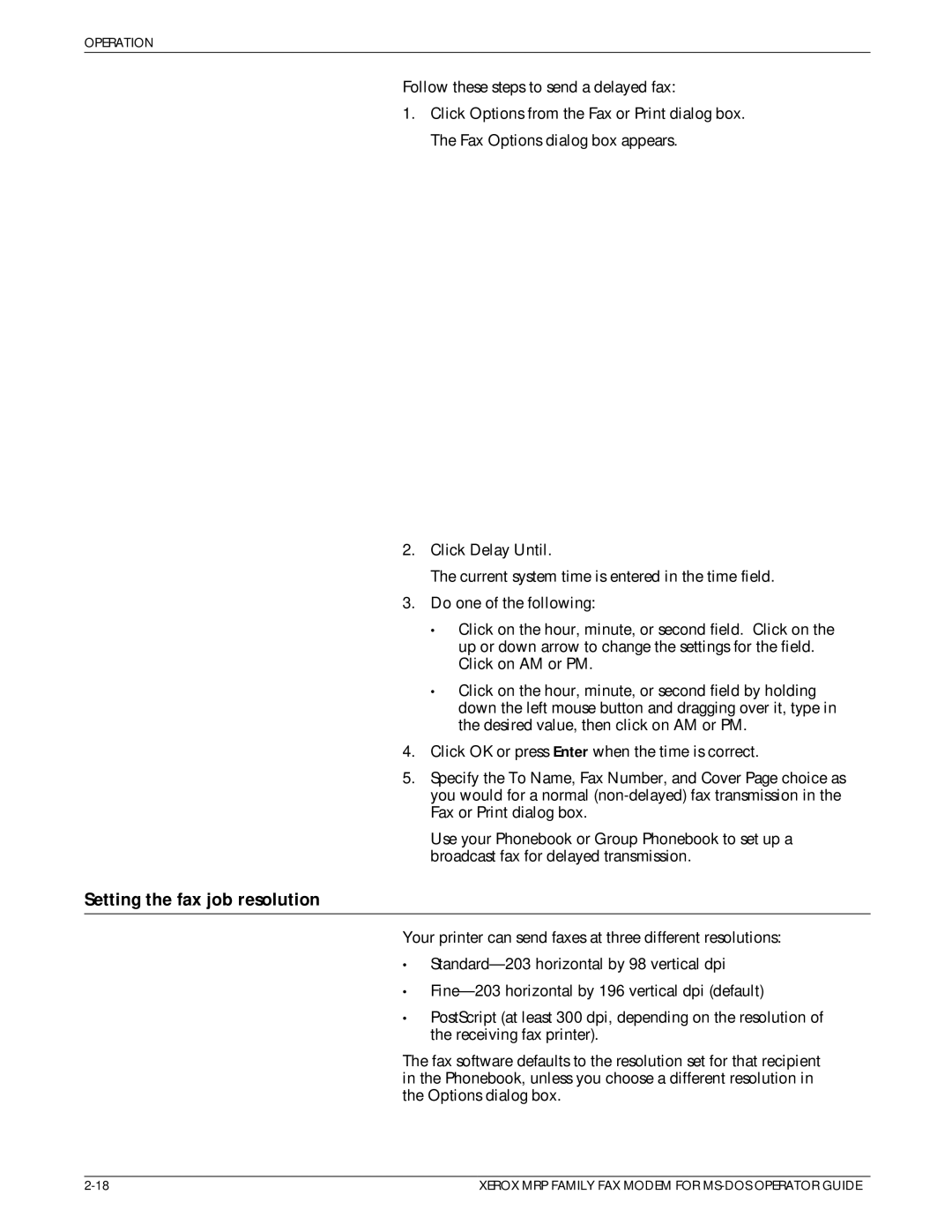 Xerox 4219/MRP, 4230/MRP, 4220/MRP manual Setting the fax job resolution 