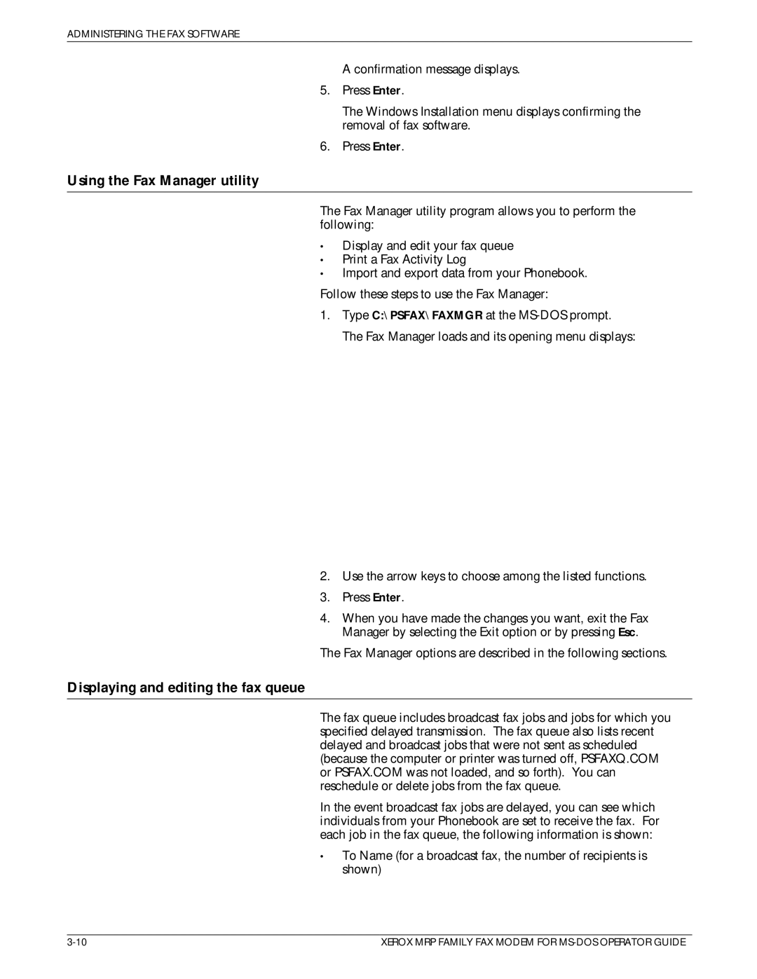 Xerox 4219/MRP, 4230/MRP, 4220/MRP manual Using the Fax Manager utility, Displaying and editing the fax queue 