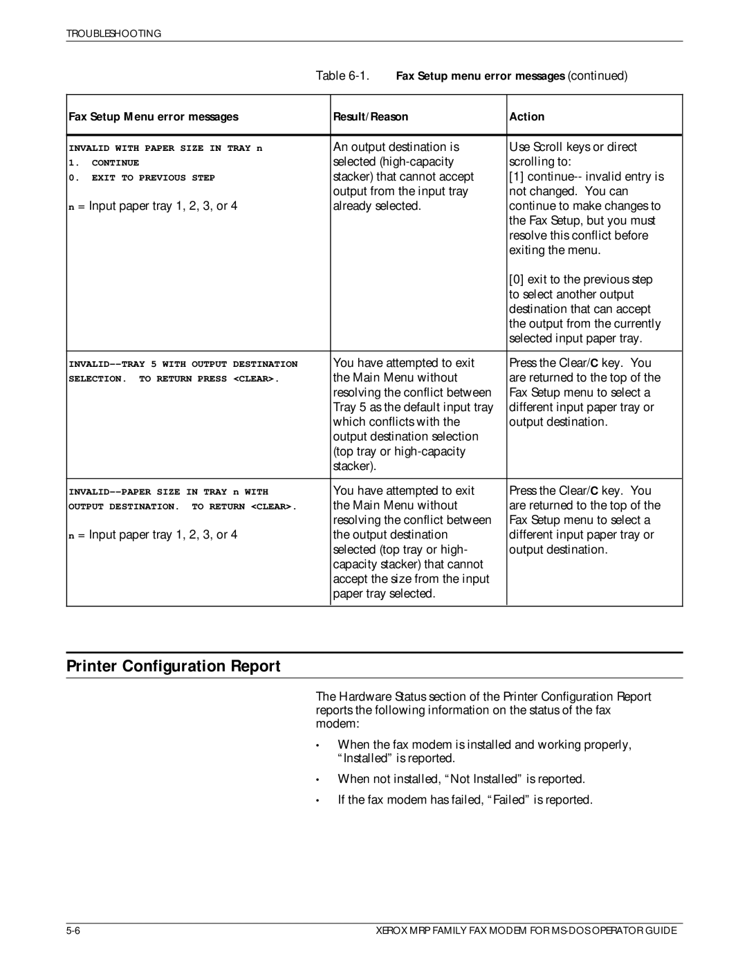 Xerox 4230/MRP, 4220/MRP, 4219/MRP manual Printer Configuration Report 