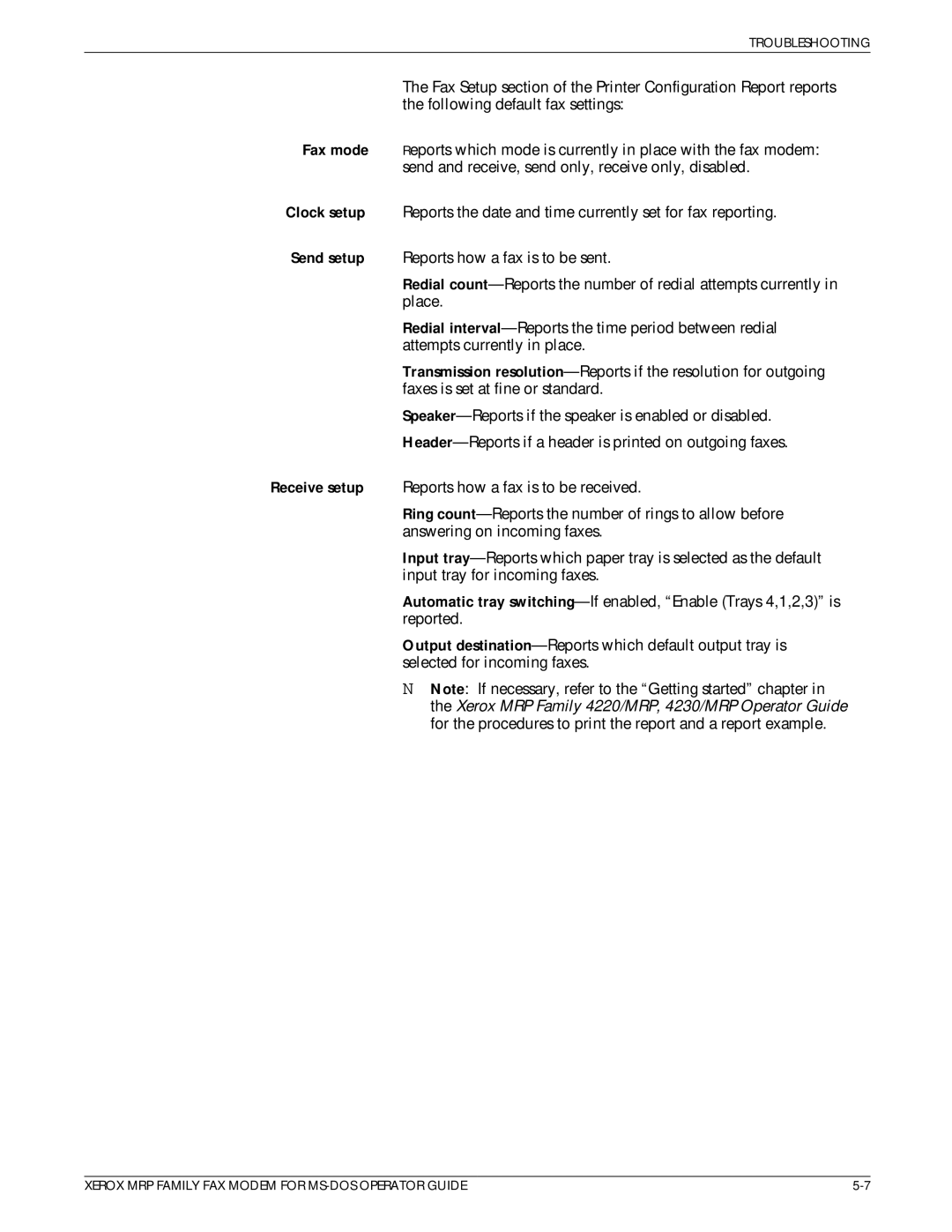 Xerox 4220/MRP, 4230/MRP, 4219/MRP manual Troubleshooting 