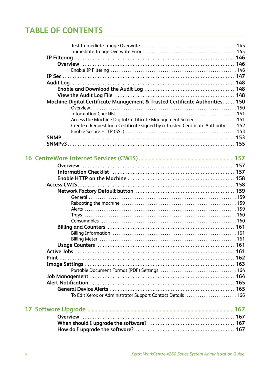 Xerox 4260 Series manual 157, 167, Billing and Counters 