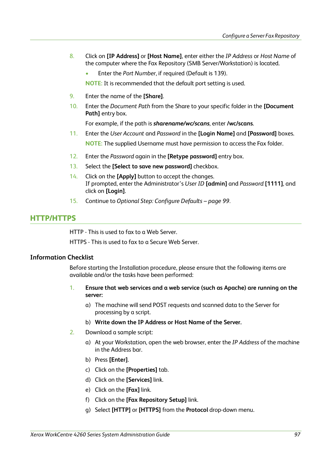 Xerox 4260 Series manual Http/Https 