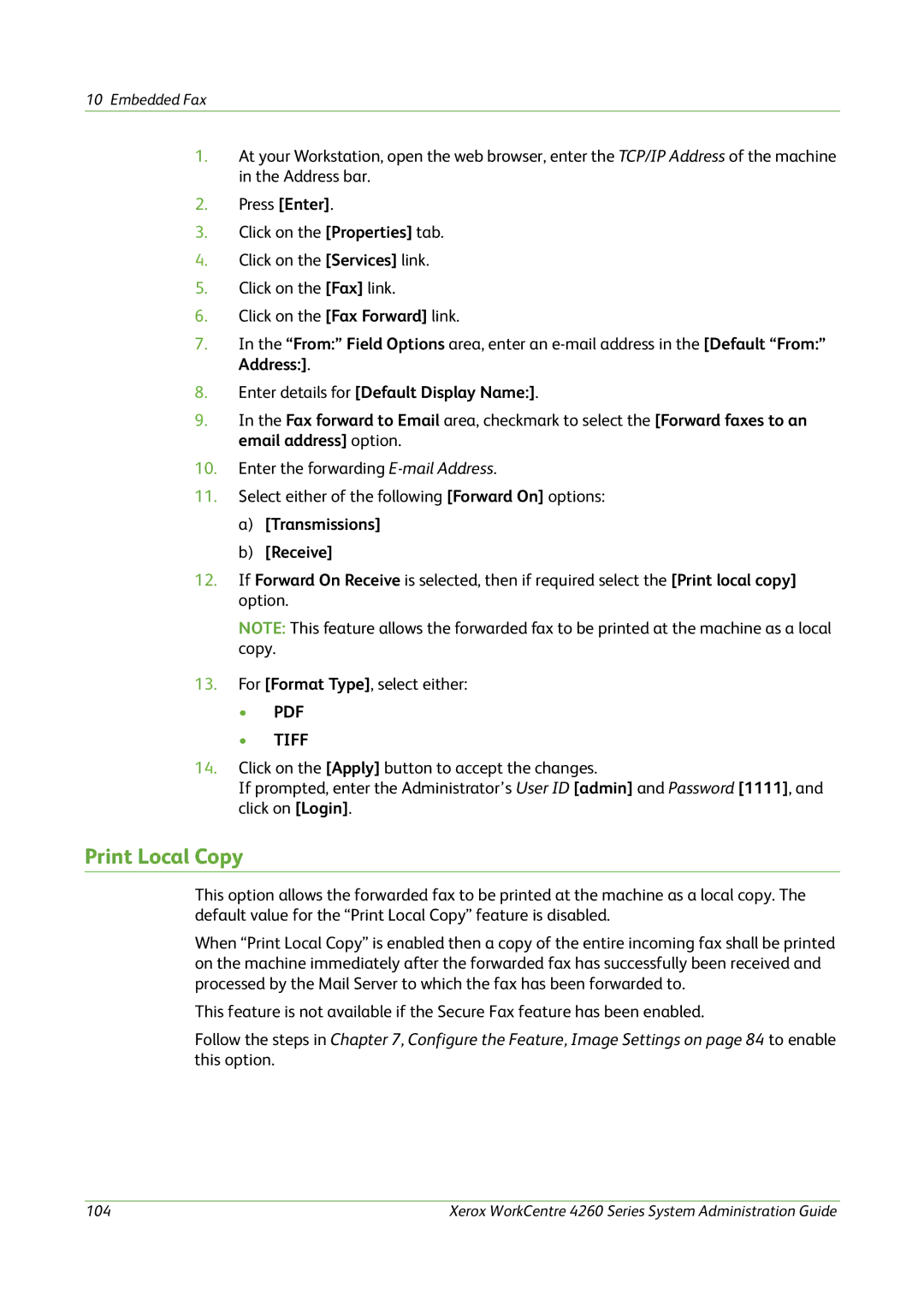 Xerox 4260 Series manual Print Local Copy, Enter details for Default Display Name 