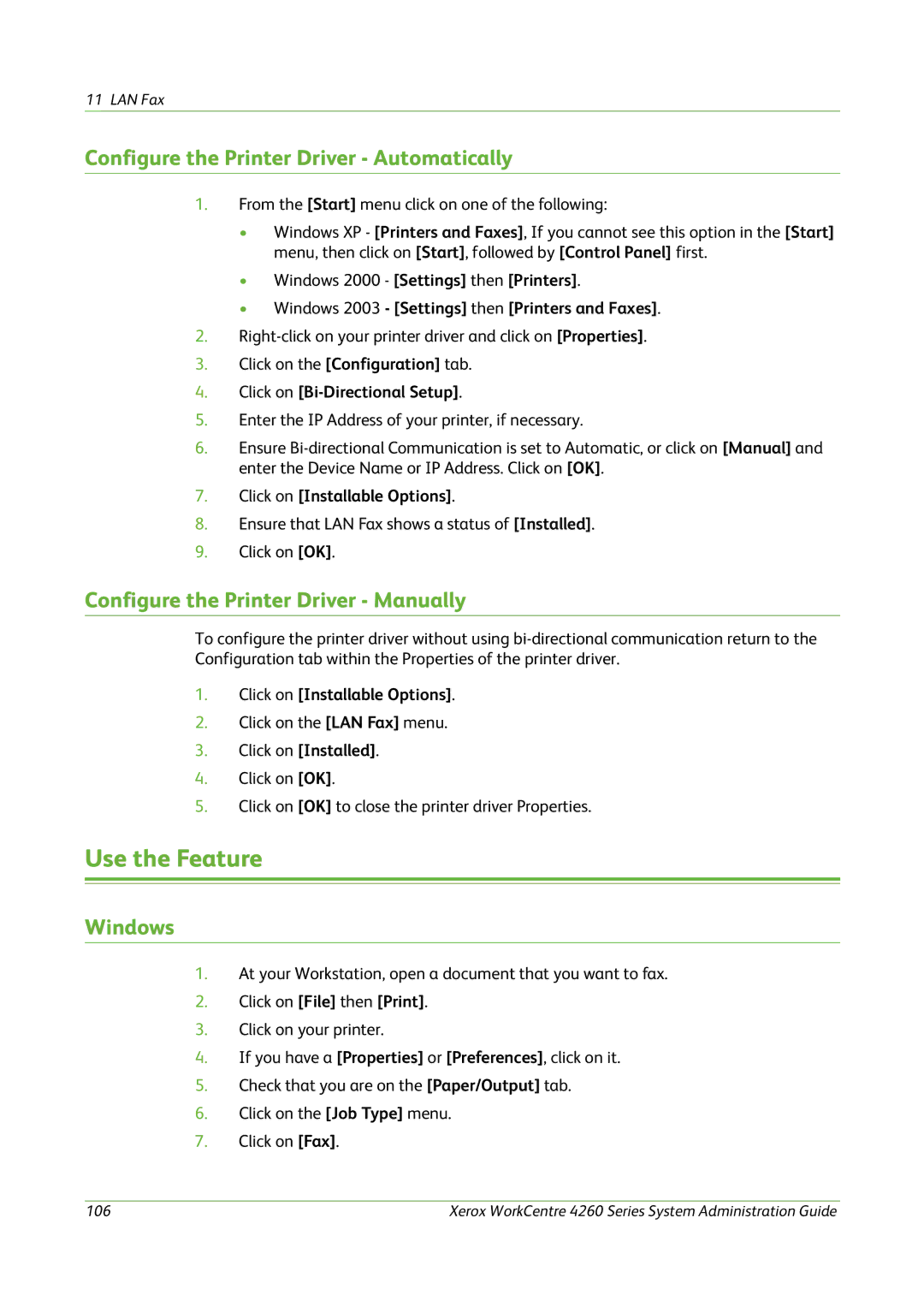 Xerox 4260 Series manual Configure the Printer Driver Automatically, Configure the Printer Driver Manually, Windows 