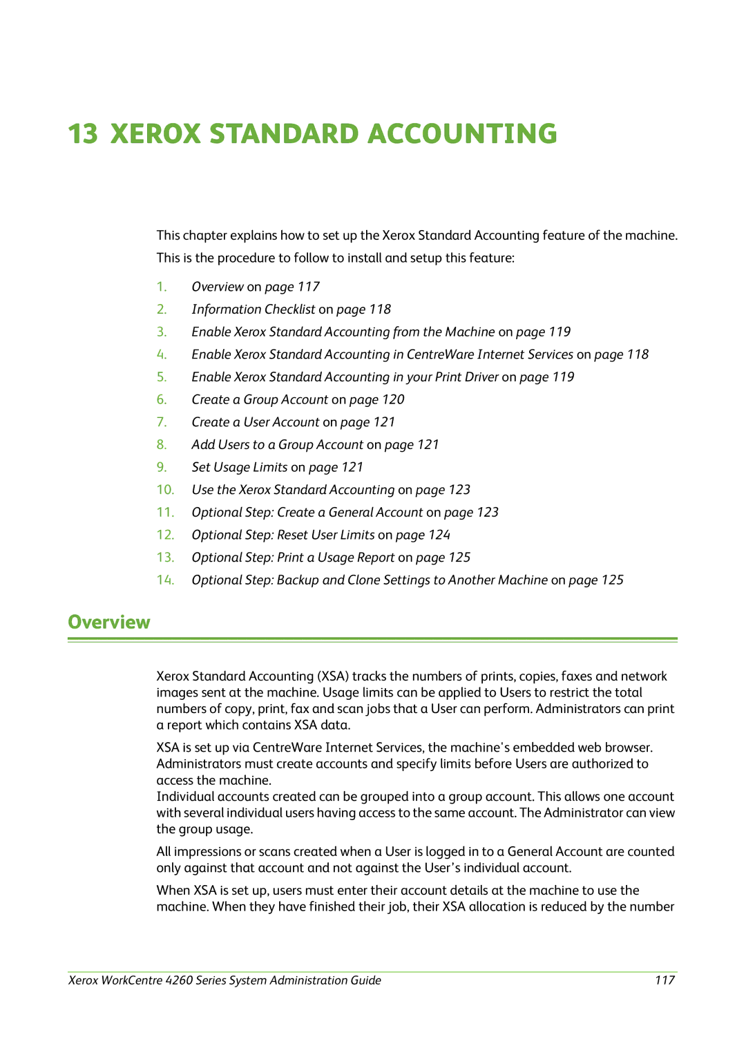 Xerox 4260 Series manual Xerox Standard Accounting, Overview 