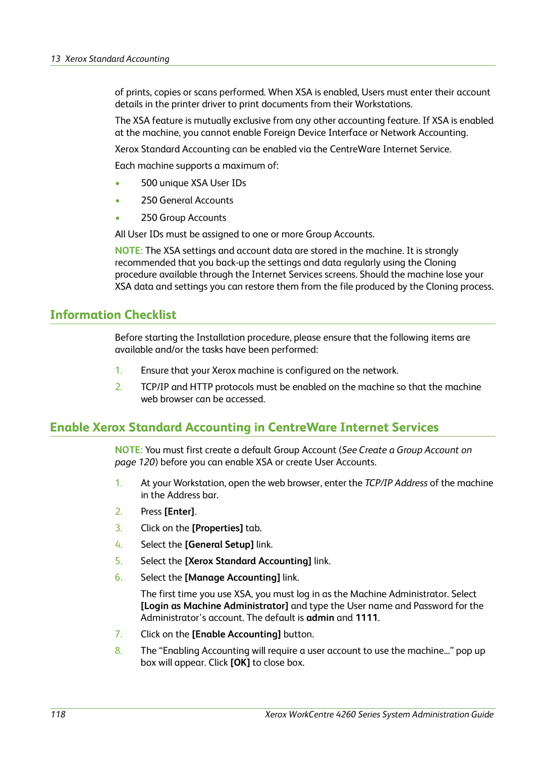 Xerox 4260 Series manual Xerox Standard Accounting 