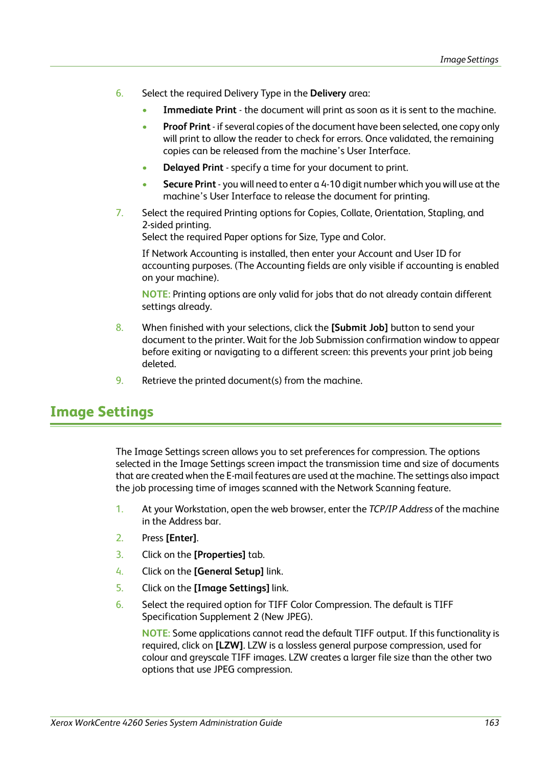 Xerox 4260 Series manual Image Settings 