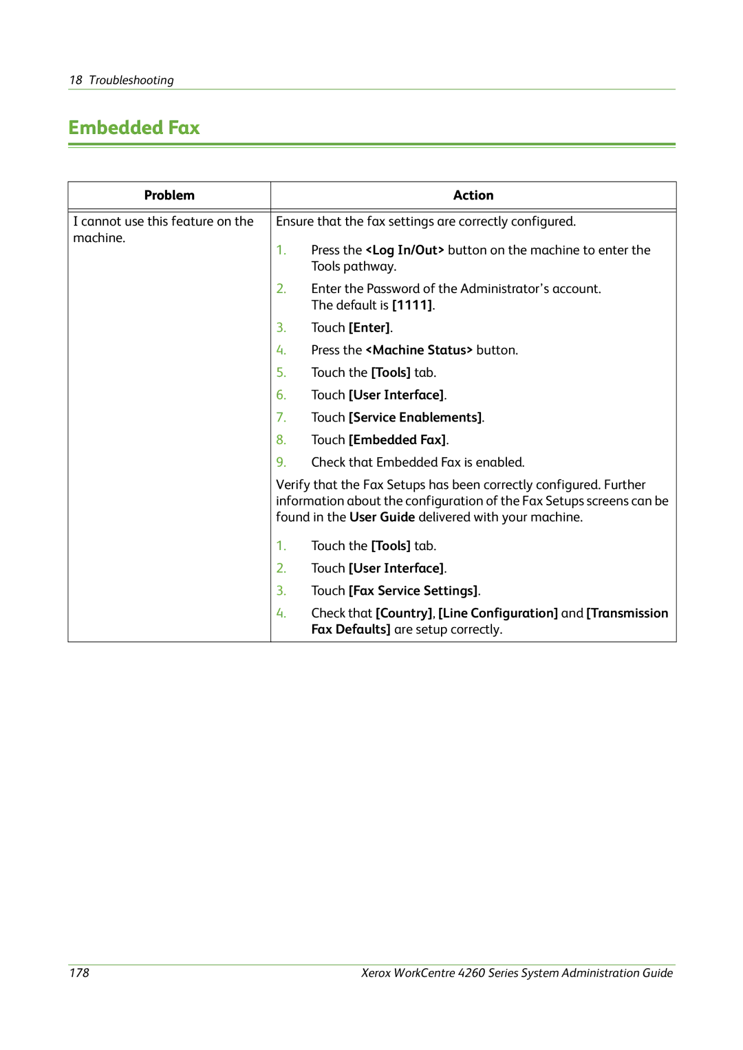 Xerox 4260 Series manual Embedded Fax, Touch User Interface, Touch Fax Service Settings 