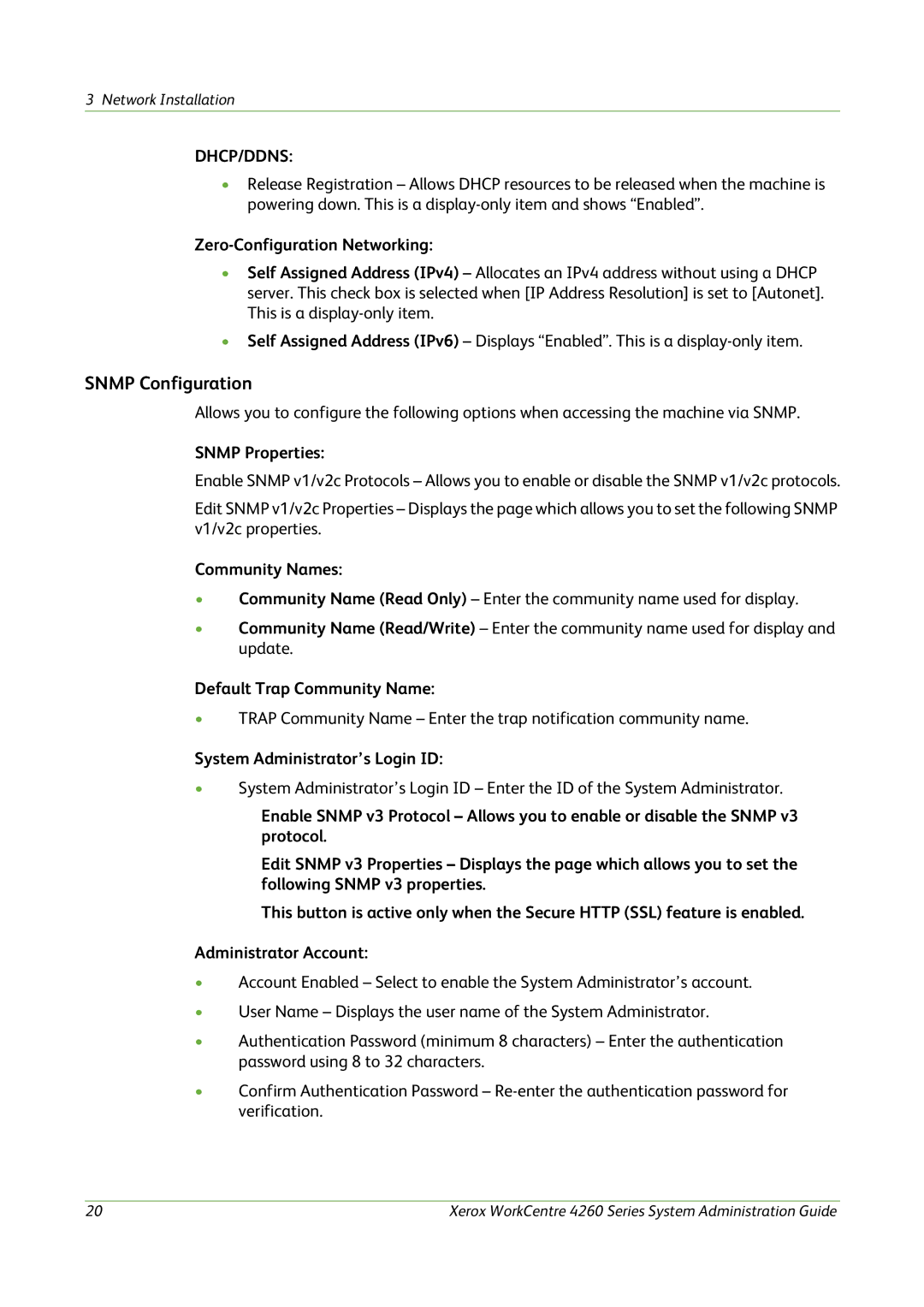 Xerox 4260 Series manual Snmp Configuration, Snmp Properties, Community Names, Default Trap Community Name 