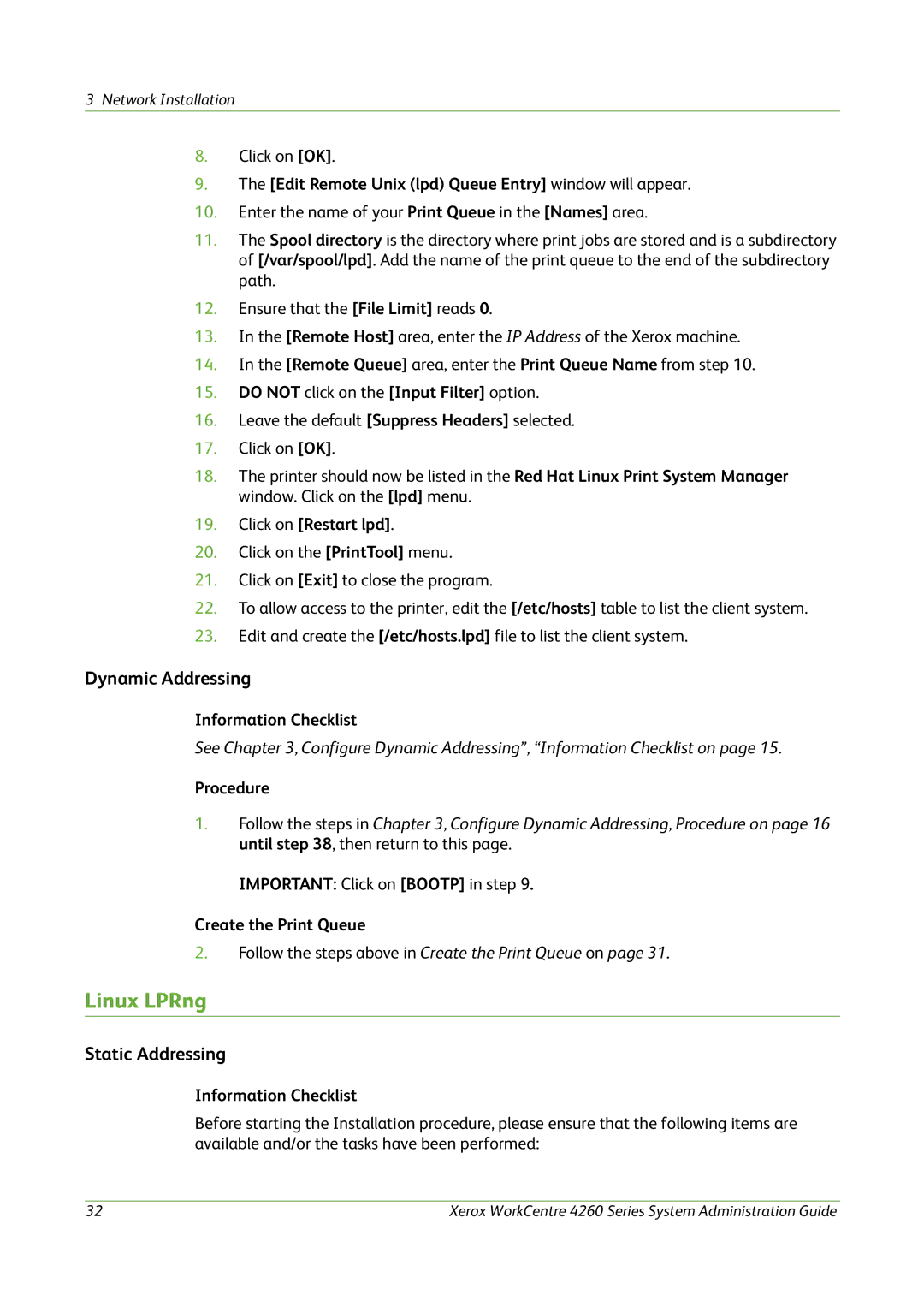 Xerox 4260 Series manual Linux LPRng, Edit Remote Unix lpd Queue Entry window will appear, Click on Restart lpd 