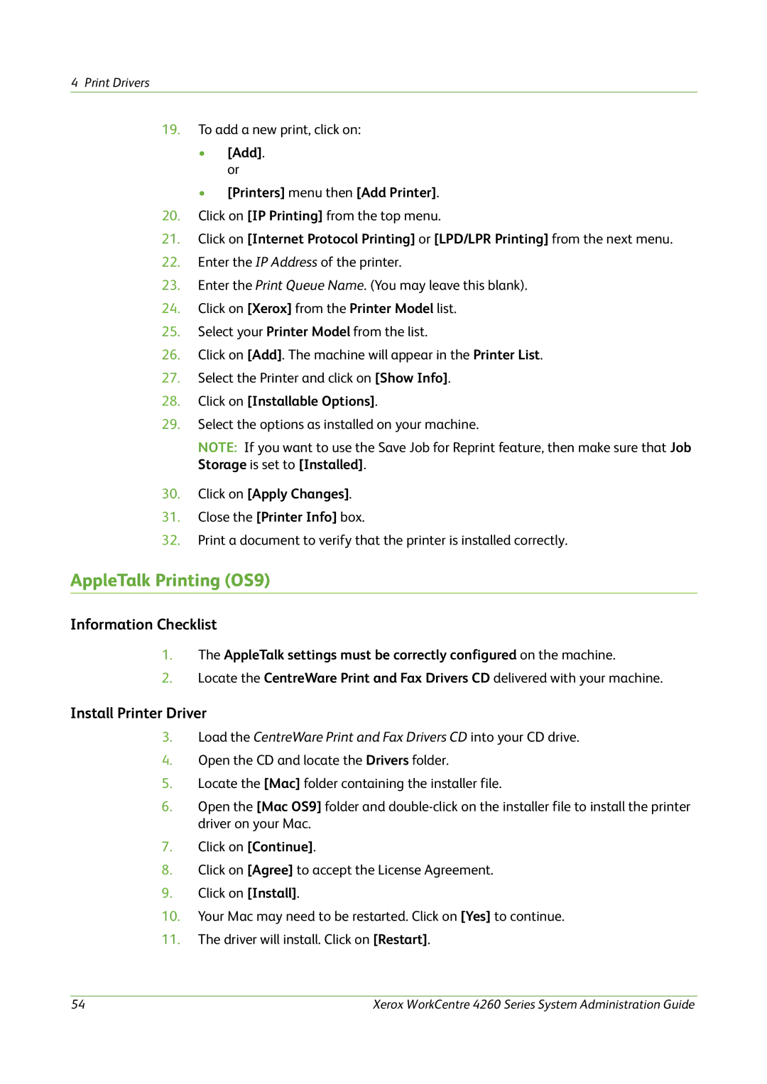 Xerox 4260 Series manual AppleTalk Printing OS9, Add. or Printers menu then Add Printer 