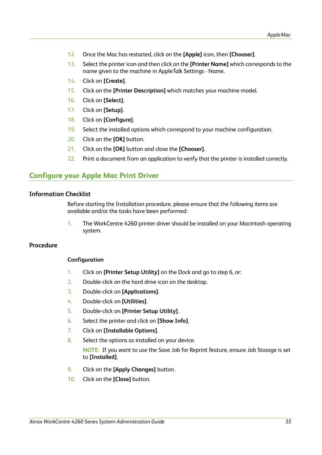 Xerox 4260 Series manual Configure your Apple Mac Print Driver, Click on Configure, Configuration 