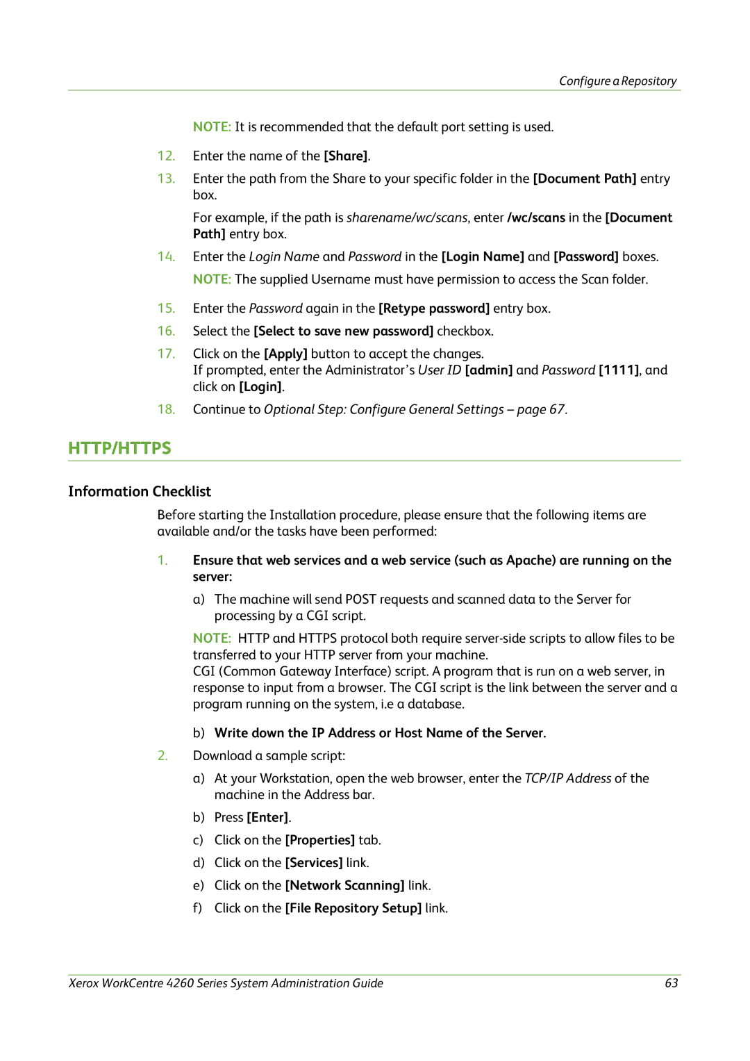 Xerox 4260 Series manual Http/Https, Write down the IP Address or Host Name of the Server 