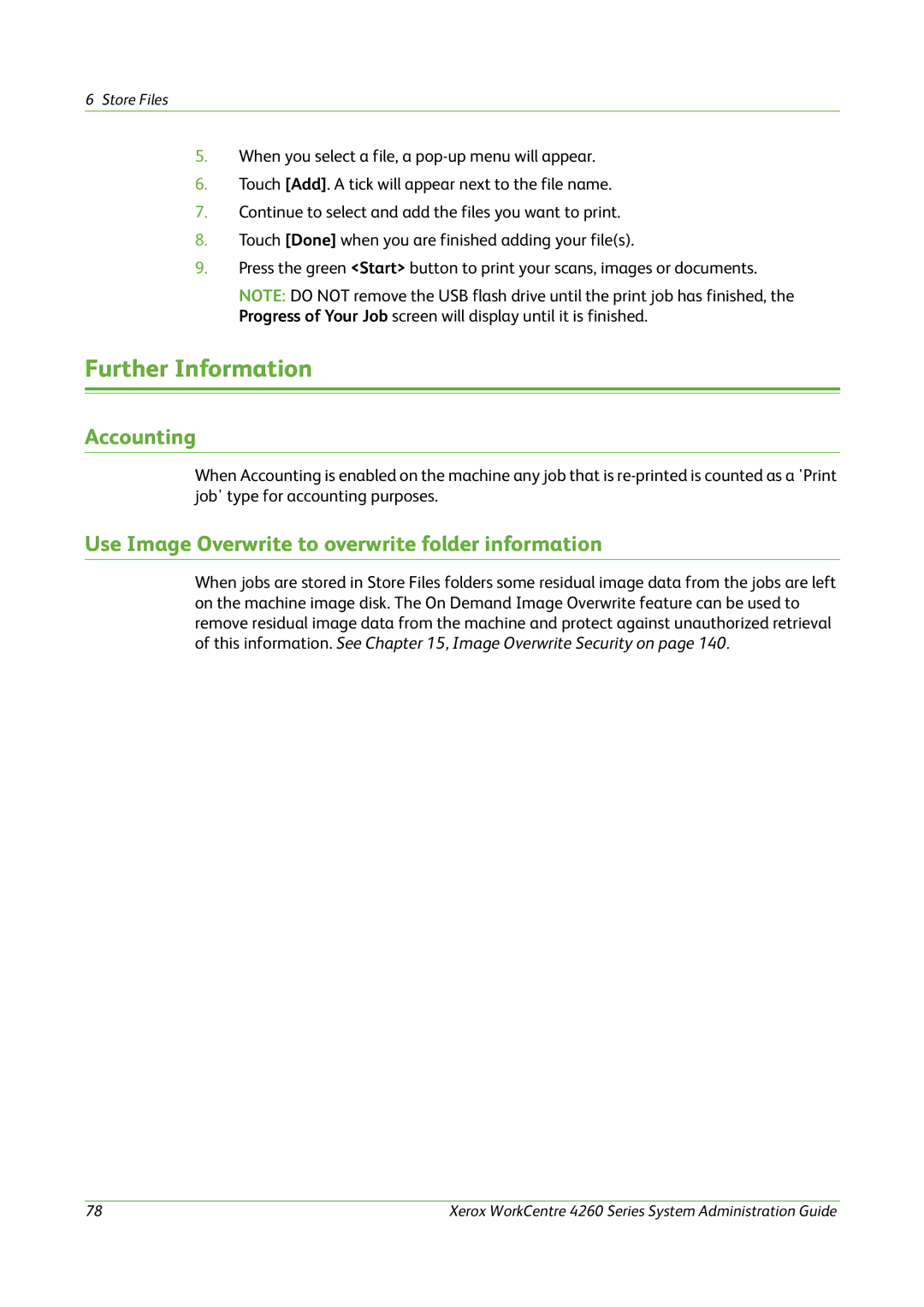 Xerox 4260 Series manual Accounting, Use Image Overwrite to overwrite folder information 