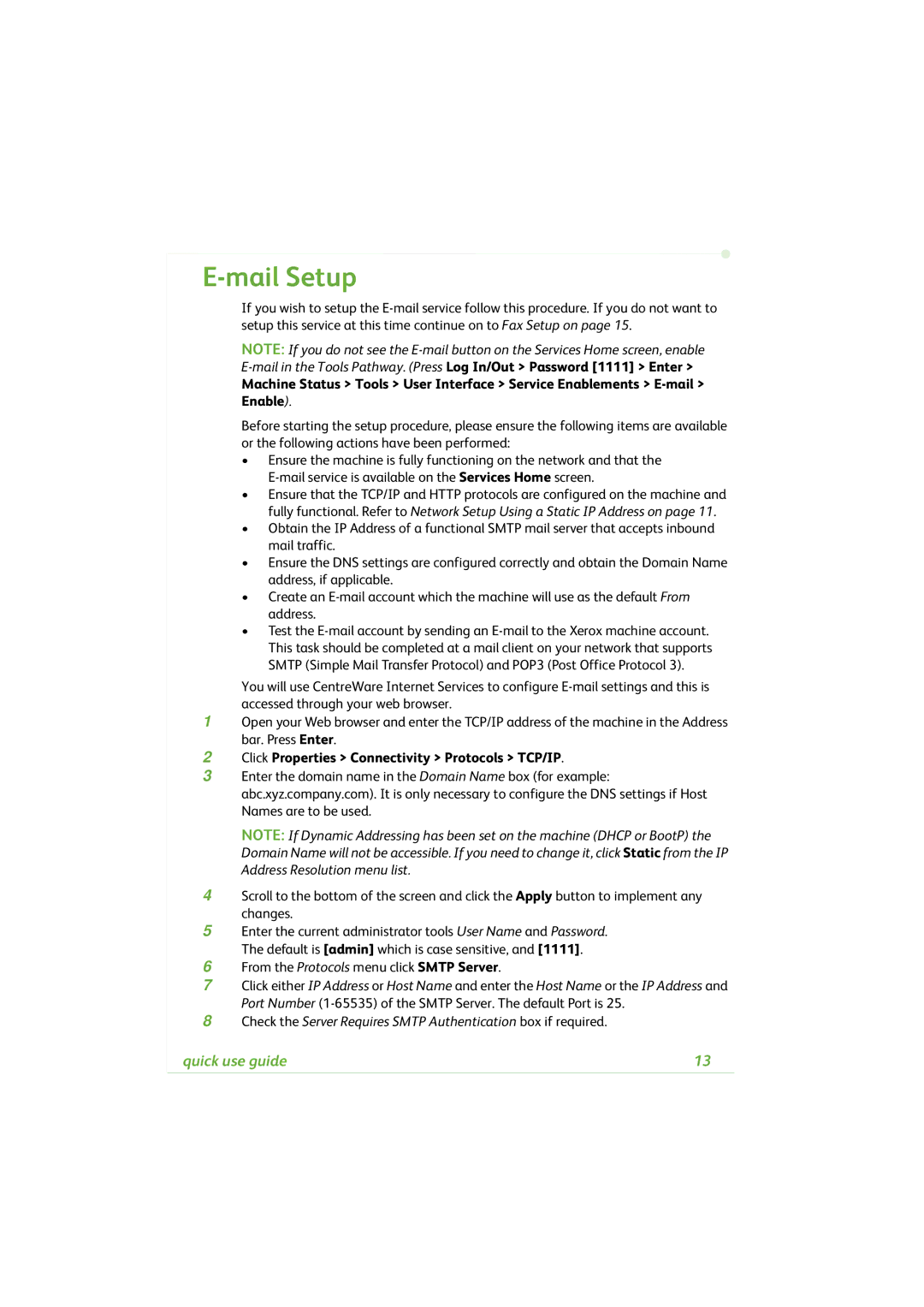 Xerox 4260C manual Mail Setup, Click Properties Connectivity Protocols TCP/IP 