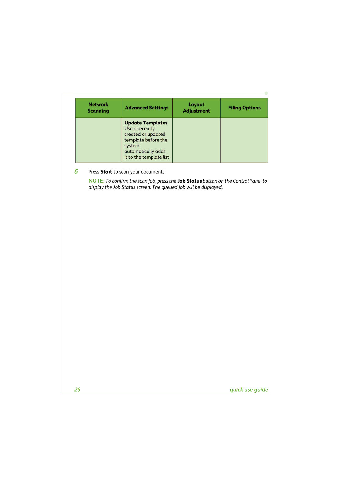 Xerox 4260C manual Network Advanced Settings Layout Filing Options, Update Templates 