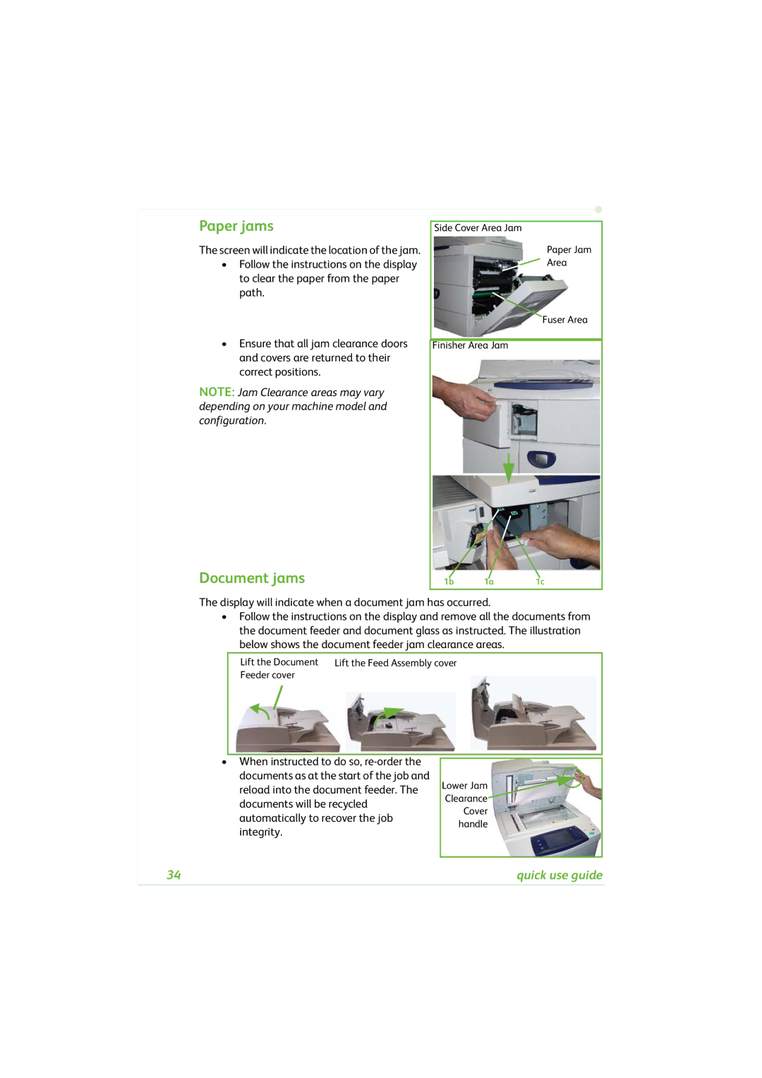 Xerox 4260C manual Paper jams, Document jams 