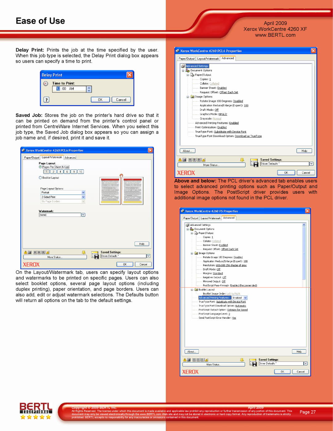 Xerox 4260/XF manual Ease of Use 