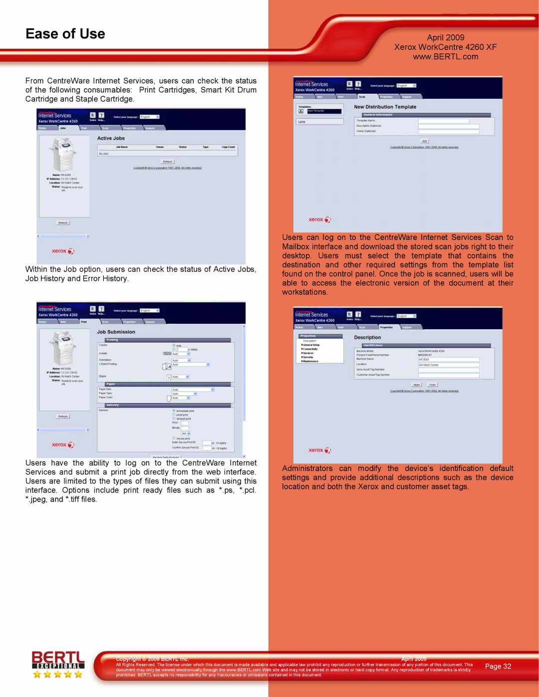 Xerox 4260/XF manual Ease of Use 