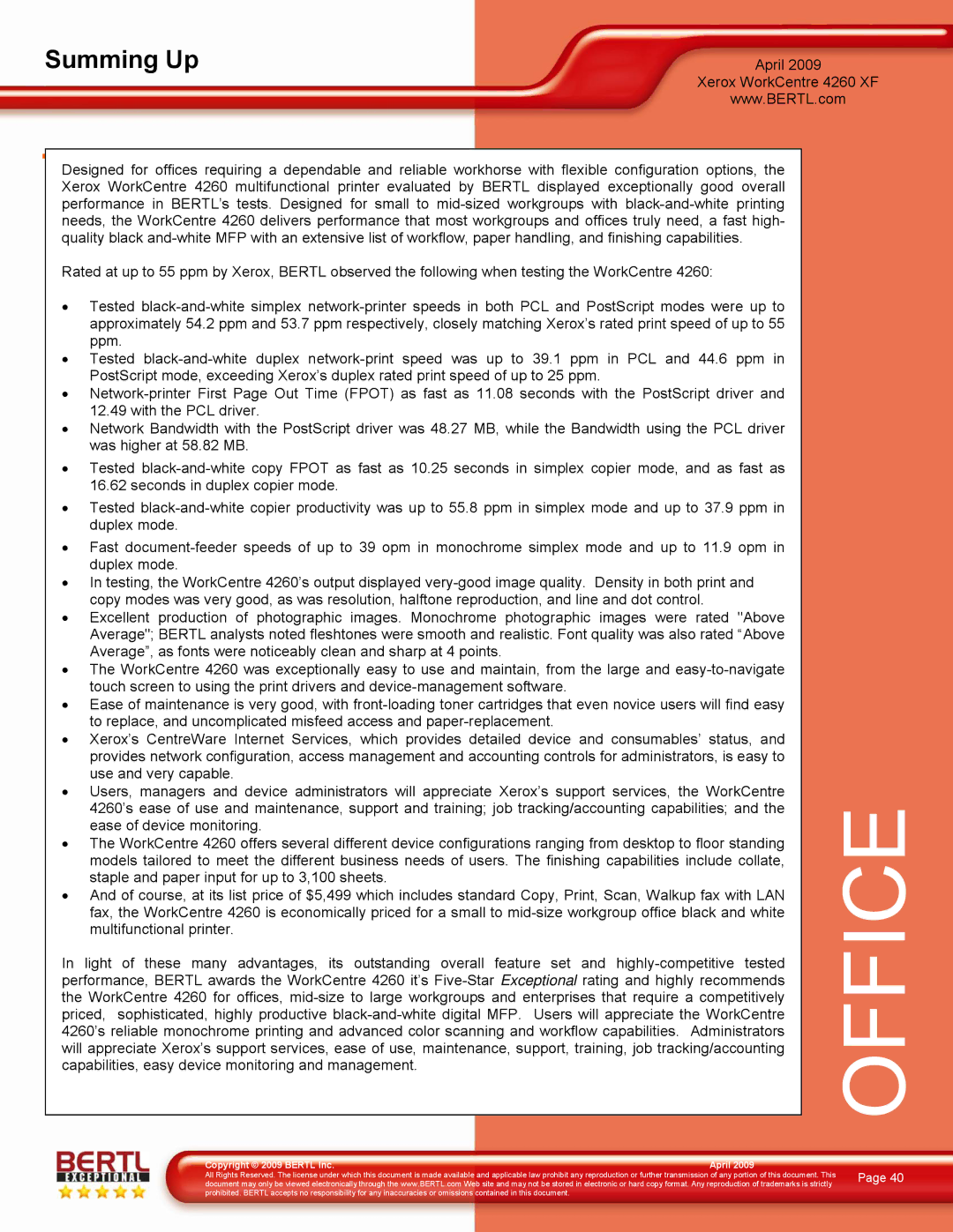 Xerox 4260/XF manual Summing Up 