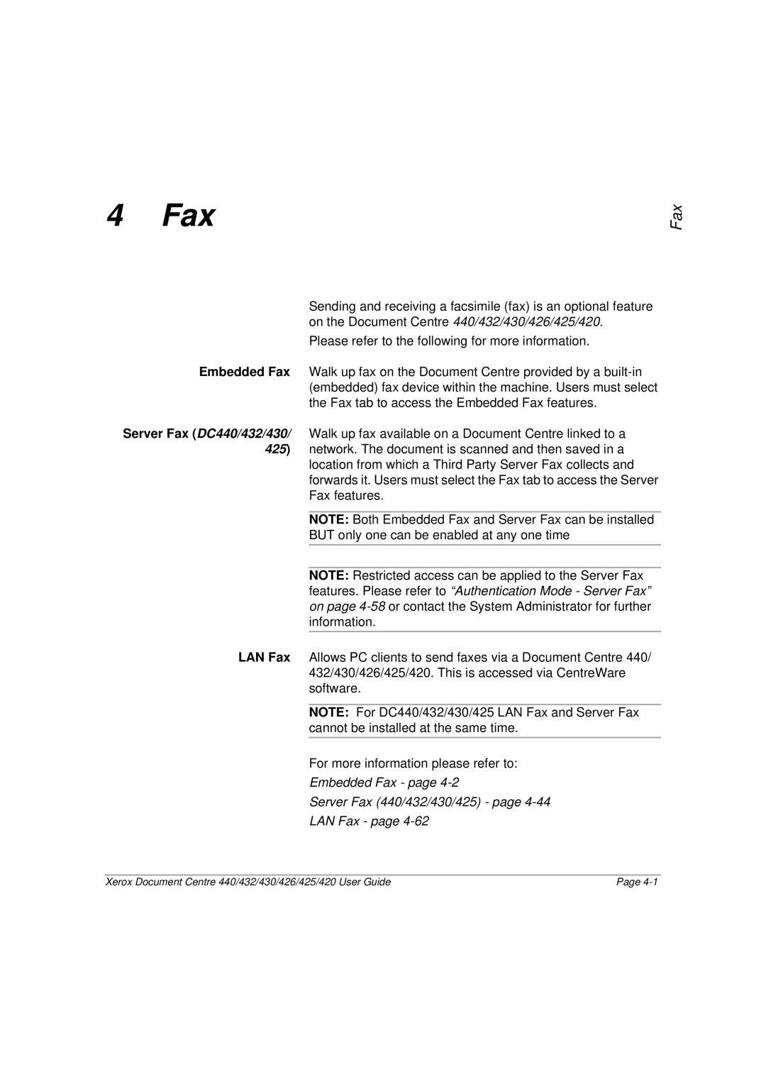 Xerox 426, 440, 432, 430, 425, 420 manual Fax 