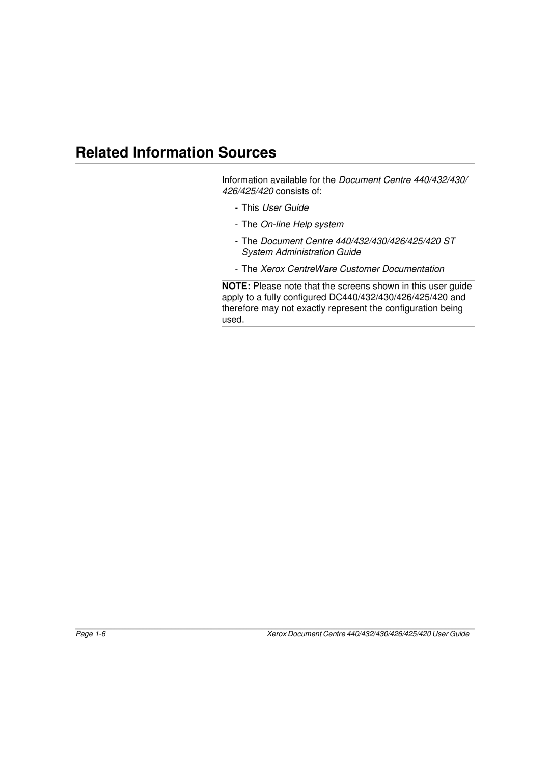 Xerox 440, 432, 430, 426, 425, 420 manual Related Information Sources 