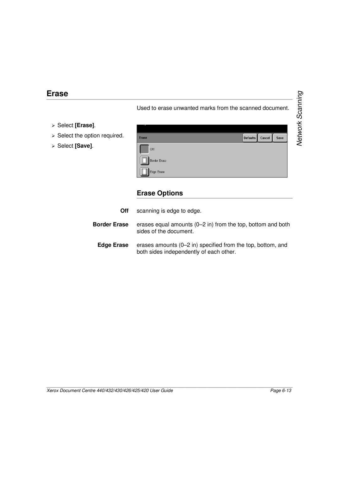 Xerox 426, 440, 432, 430, 425, 420 manual Erase 