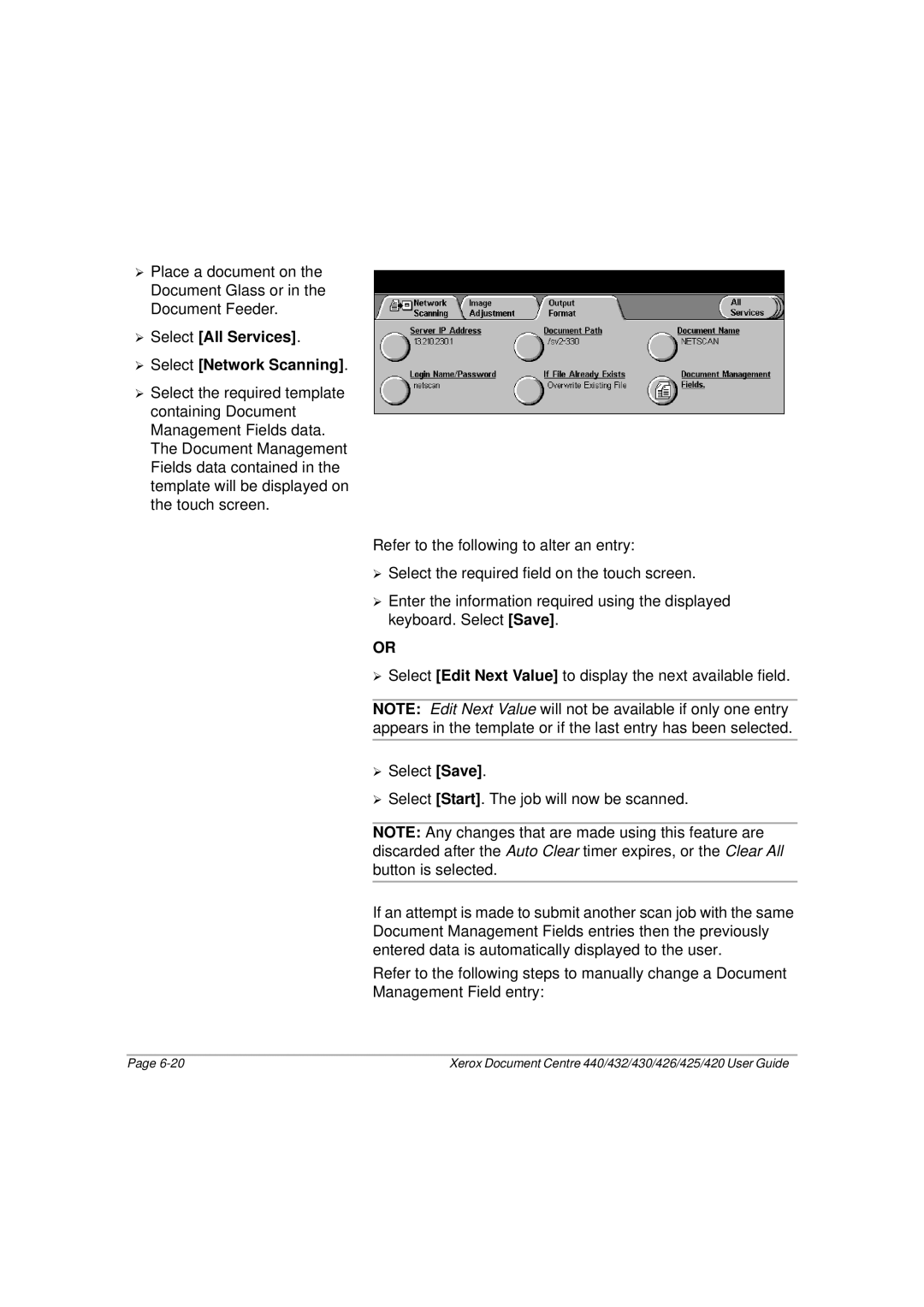 Xerox 425, 440, 432, 430, 426, 420 manual ¾ Select All Services ¾ Select Network Scanning 