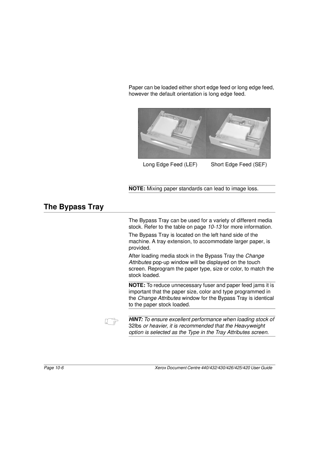 Xerox 440, 432, 430, 426, 425, 420 manual Bypass Tray 