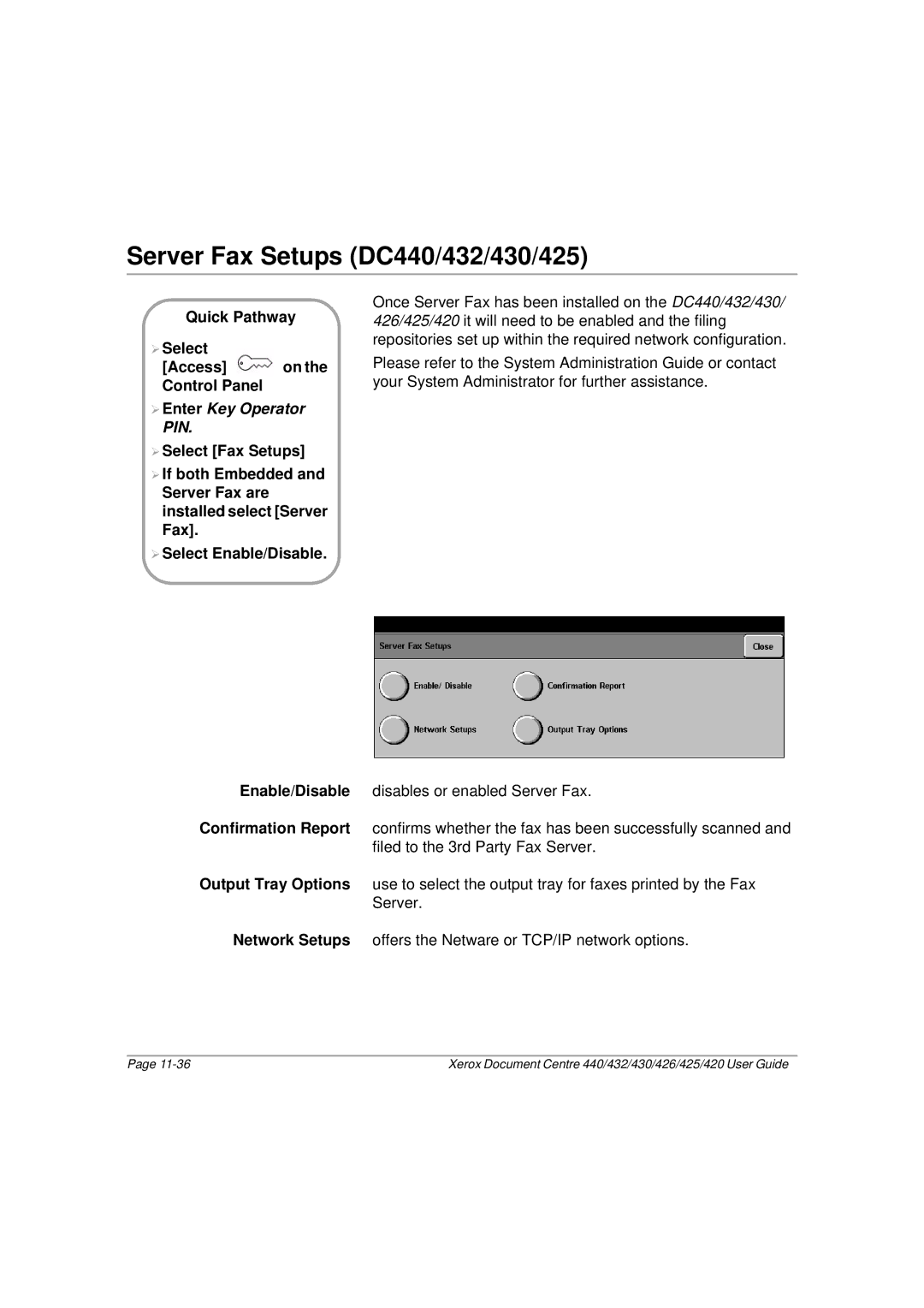 Xerox 426, 420 manual Server Fax Setups DC440/432/430/425, ¾ Enter Key Operator PIN 