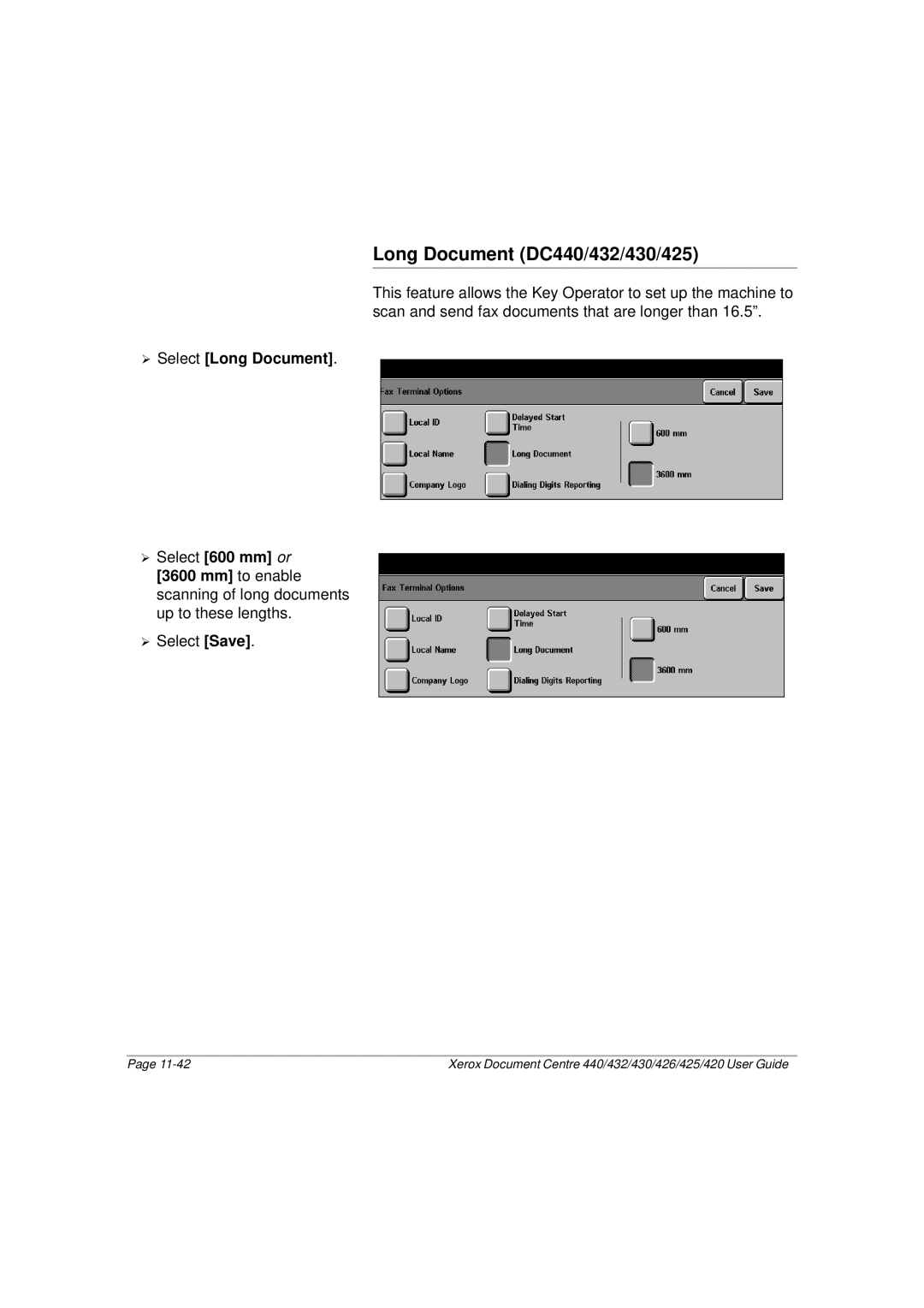 Xerox 426, 420 manual Long Document DC440/432/430/425 