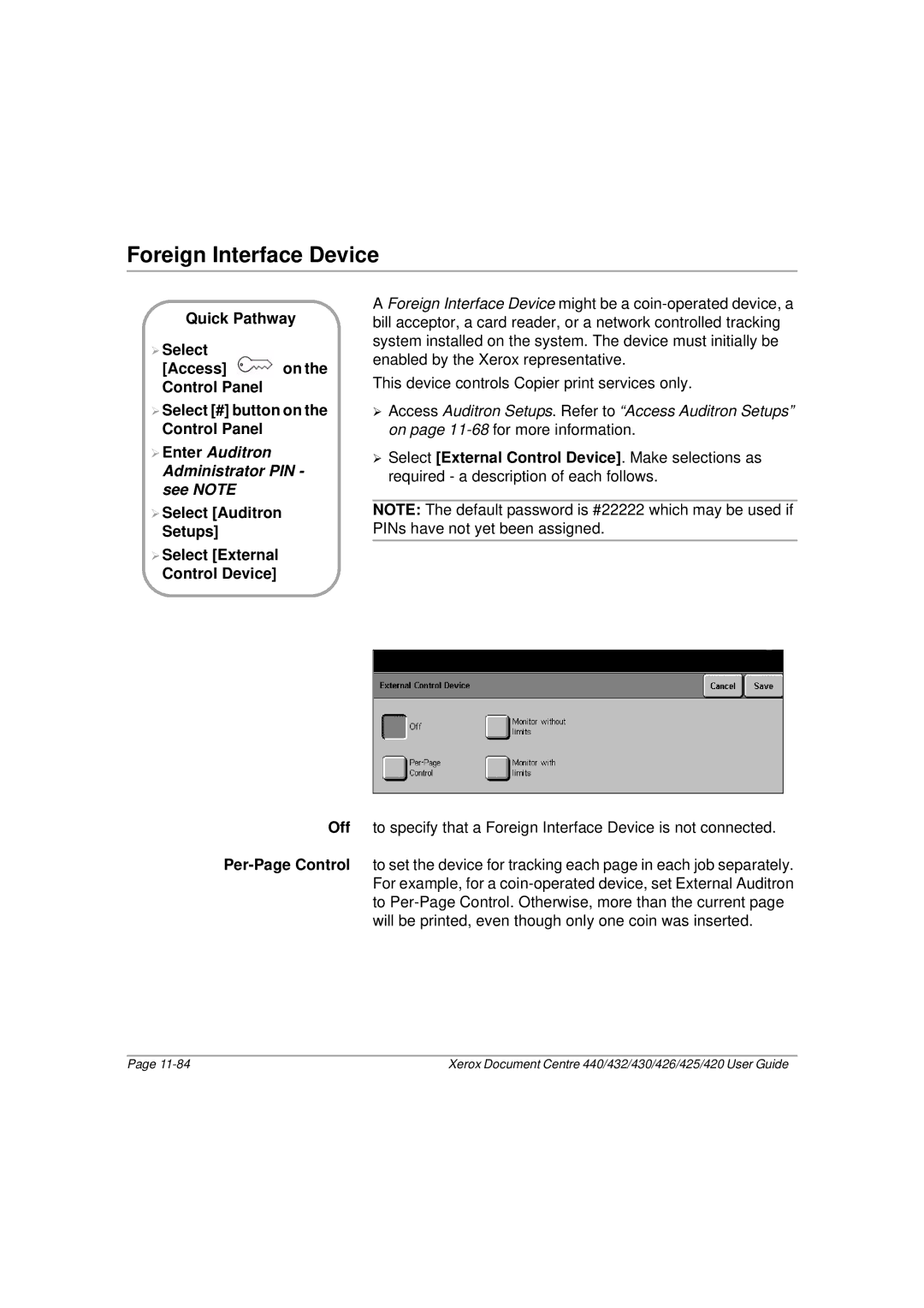 Xerox 430, 440, 432, 426, 425, 420 manual Foreign Interface Device 