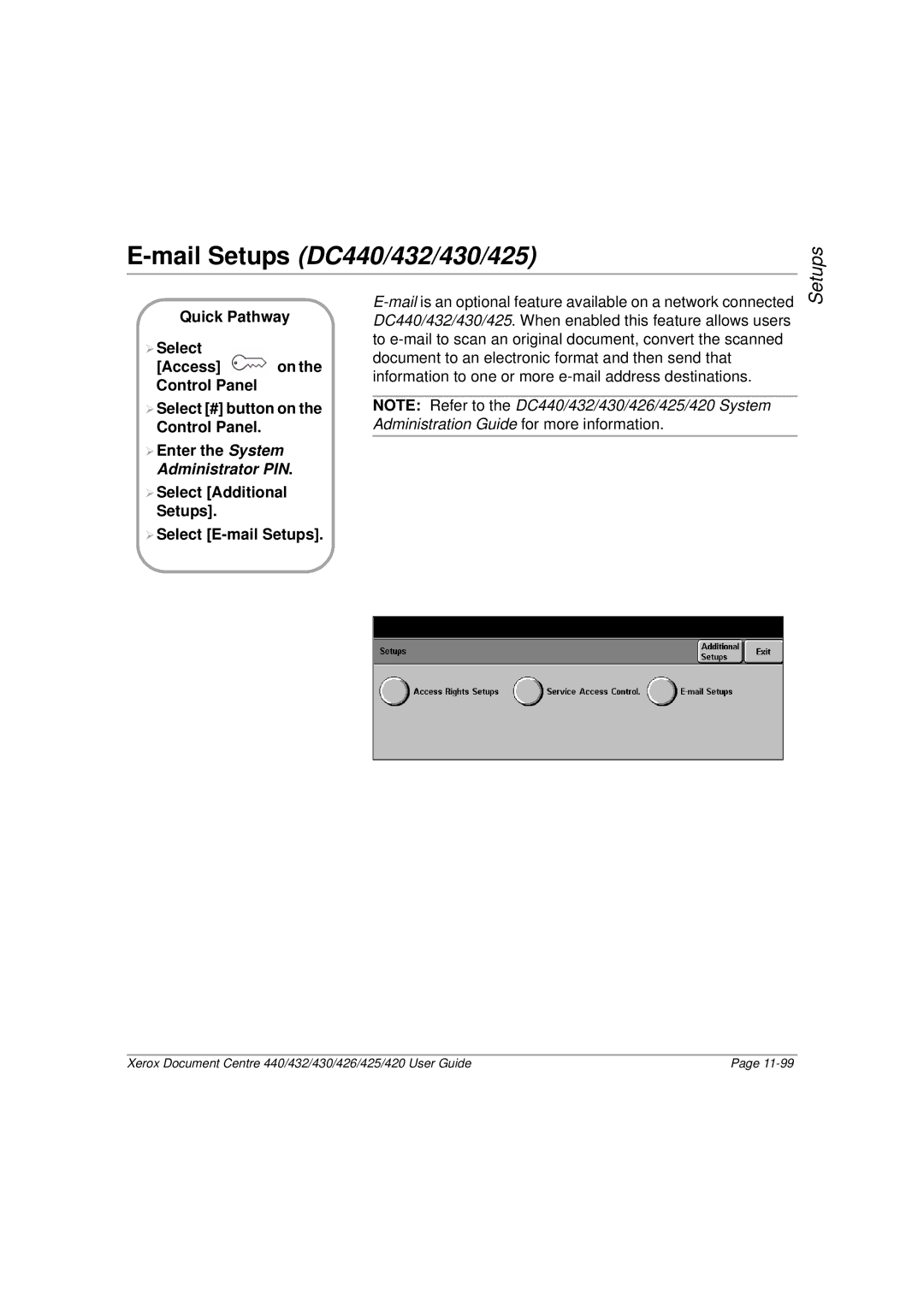 Xerox 420, 426 manual Mail Setups DC440/432/430/425 