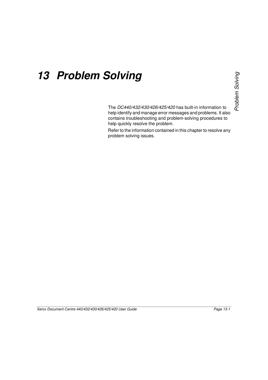 Xerox 420, 440, 432, 430, 426, 425 manual Problem Solving 