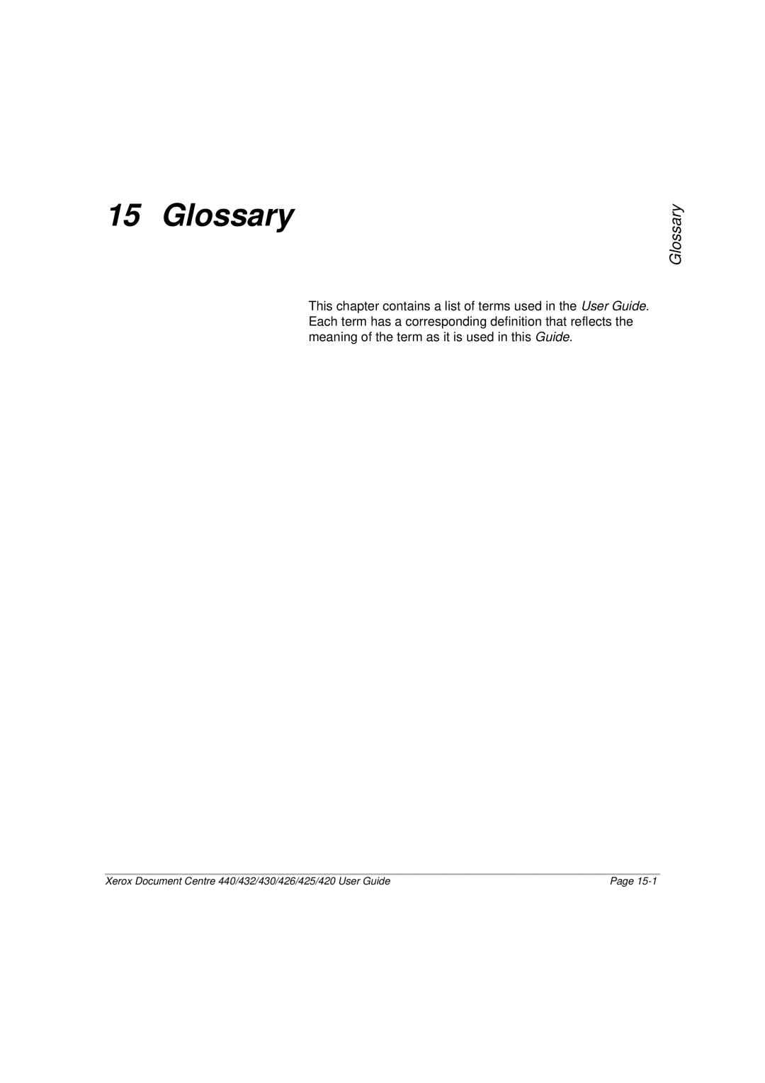 Xerox 420, 440, 432, 430, 426, 425 manual Glossary 