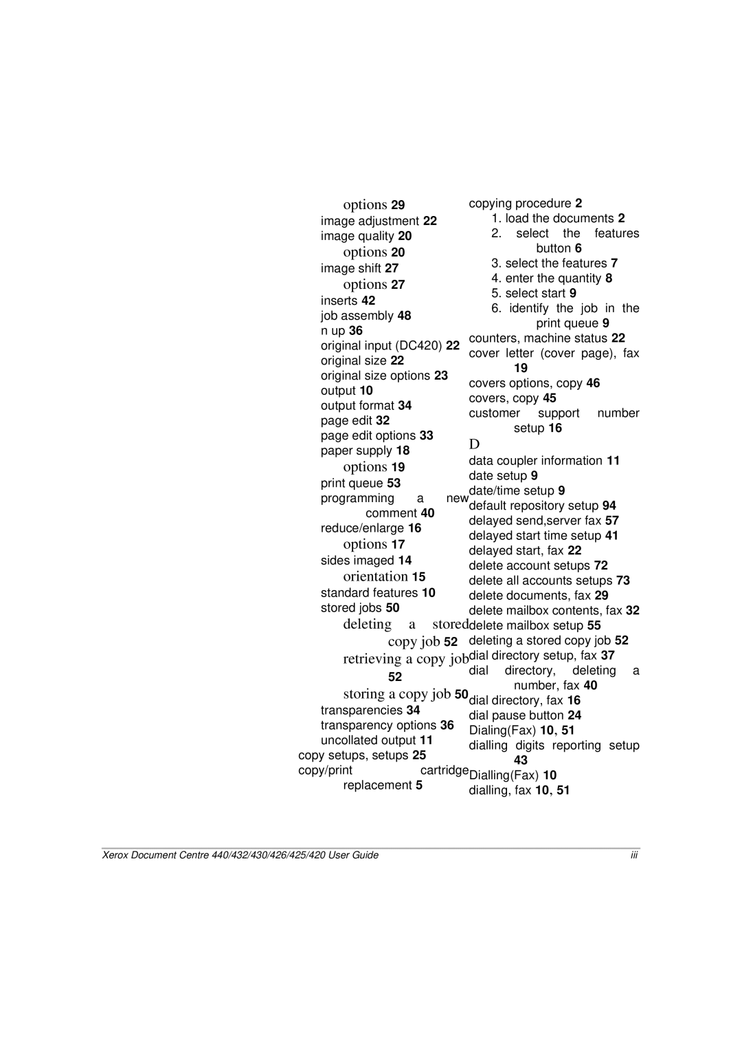 Xerox 420, 440, 432, 430, 426, 425 manual Deleting a 