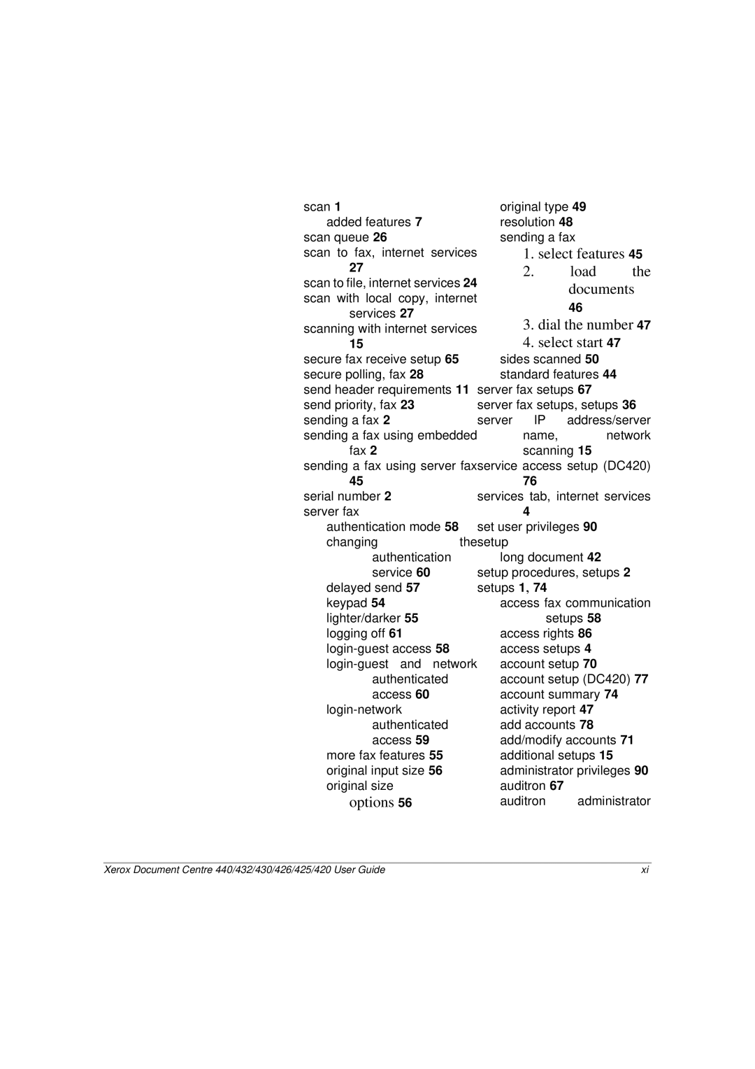 Xerox 432, 440, 430, 426, 425, 420 manual Scan to file, internet services 