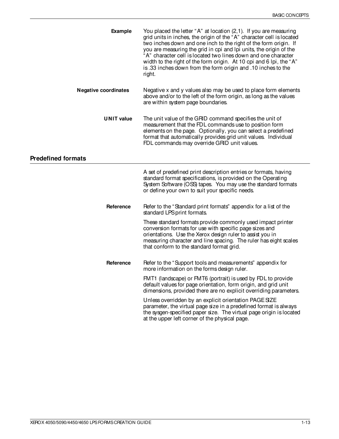 Xerox 4650, 4450 manual Predefined formats 