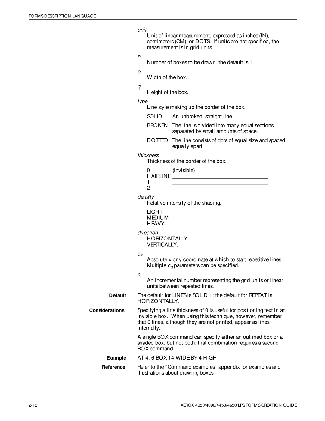 Xerox 4450, 4650 manual Thickness, Density 